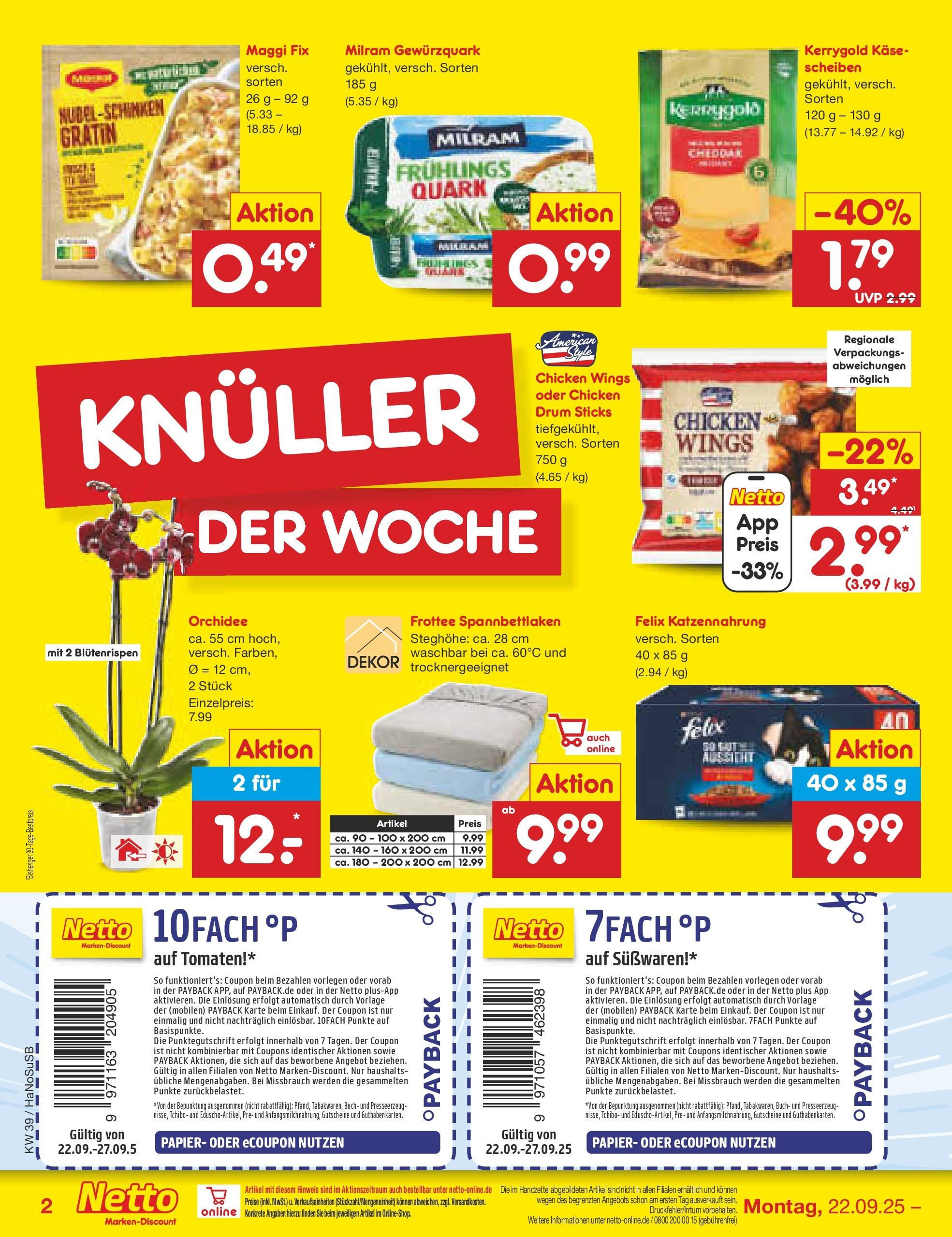 Netto Marken-Discount prospekt Schwerte-Geisecke	 (ab 22.09.2025) » Angebote | Seite: 2 | Produkte: Käse, Orchidee, Tomaten, Maggi fix