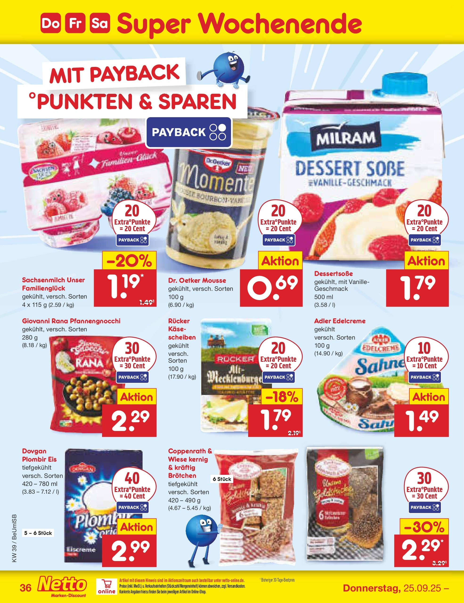 Netto Marken-Discount prospekt Kremmen	 (ab 22.09.2025) » Angebote | Seite: 36 | Produkte: Käse, Milram, Eis