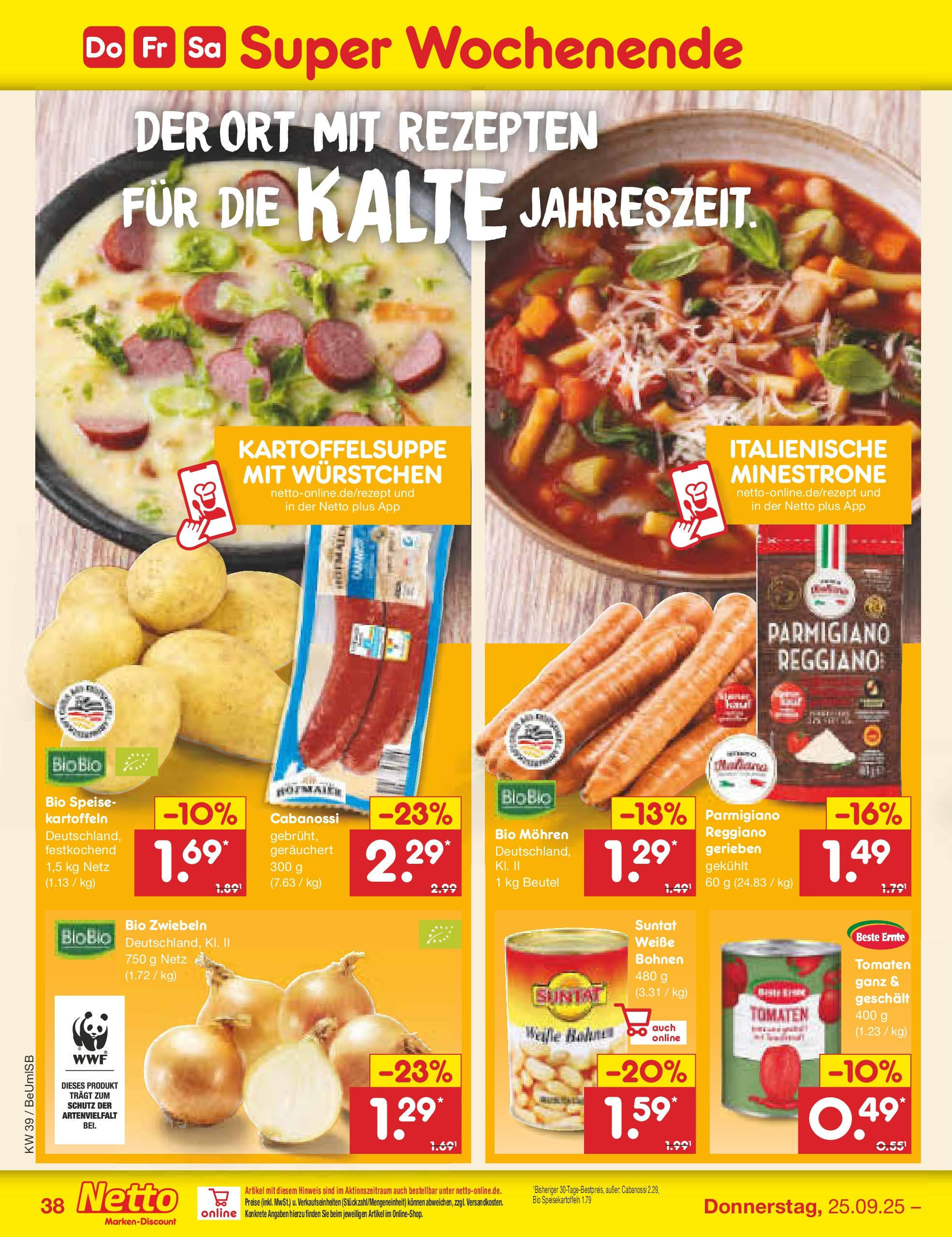 Netto Marken-Discount prospekt Kremmen	 (ab 22.09.2025) » Angebote | Seite: 38 | Produkte: Tomaten, Mohren, Kartoffeln, Zwiebeln
