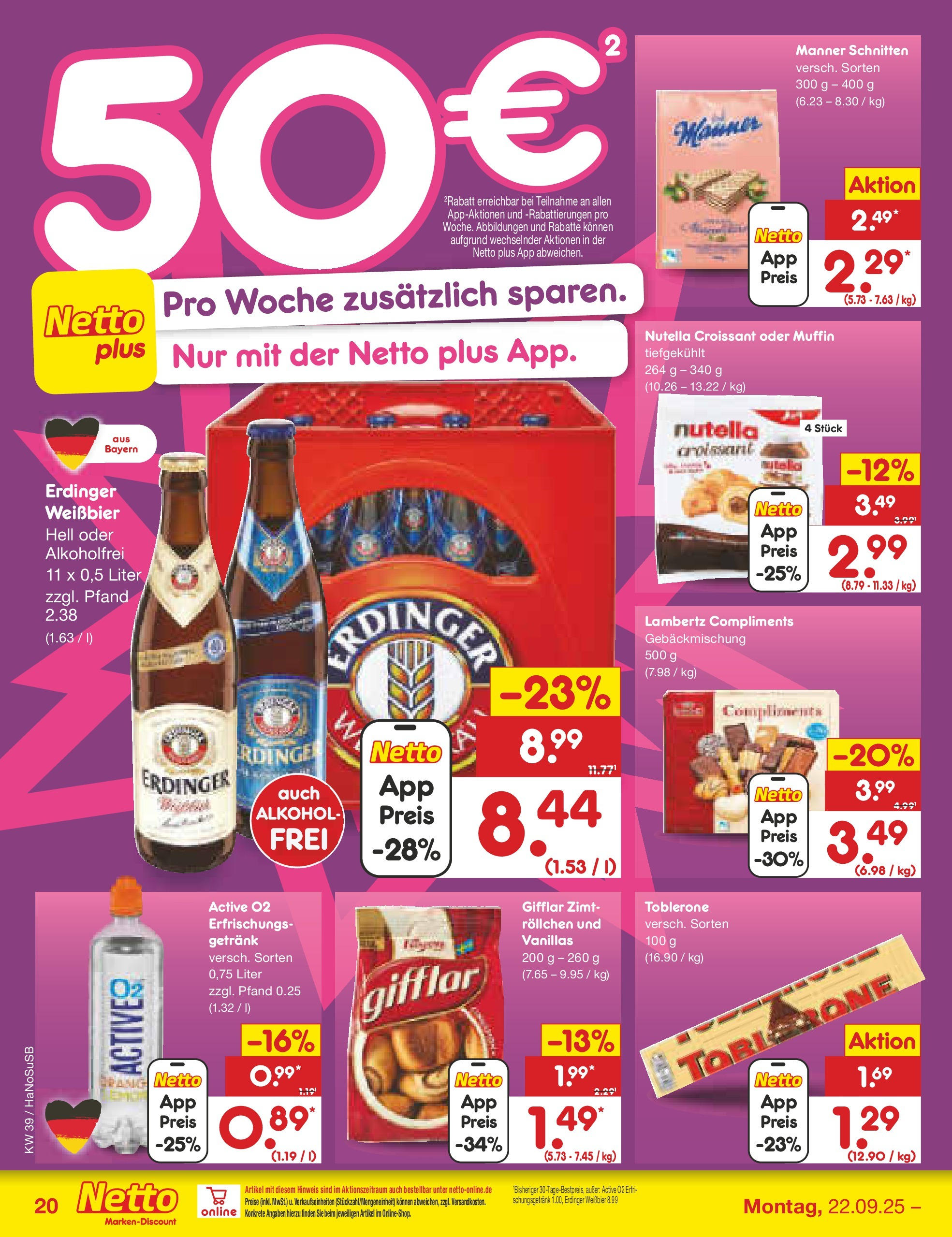 Netto Marken-Discount prospekt Schwerte-Geisecke	 (ab 22.09.2025) » Angebote | Seite: 21 | Produkte: Kinder schokolade, Yogurette, Schokolade, Lorenz crunchips