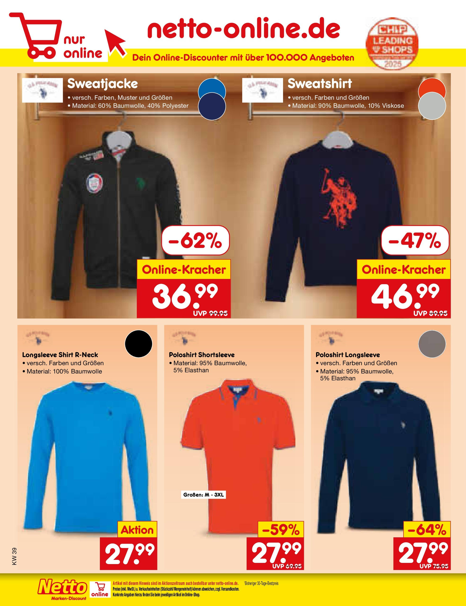 Netto Marken-Discount prospekt Augustusburg (ab 21.09.2025) » Angebote | Seite: 58 | Produkte: Shirt, Sweatjacke, Sweatshirt, Poloshirt Netto Marken-Discount prospekt Augustusburg (ab 21.09.2025) » Angebote | Seite: 58 | Produkte: Shirt, Sweatjacke, Sweatshirt, Poloshirt