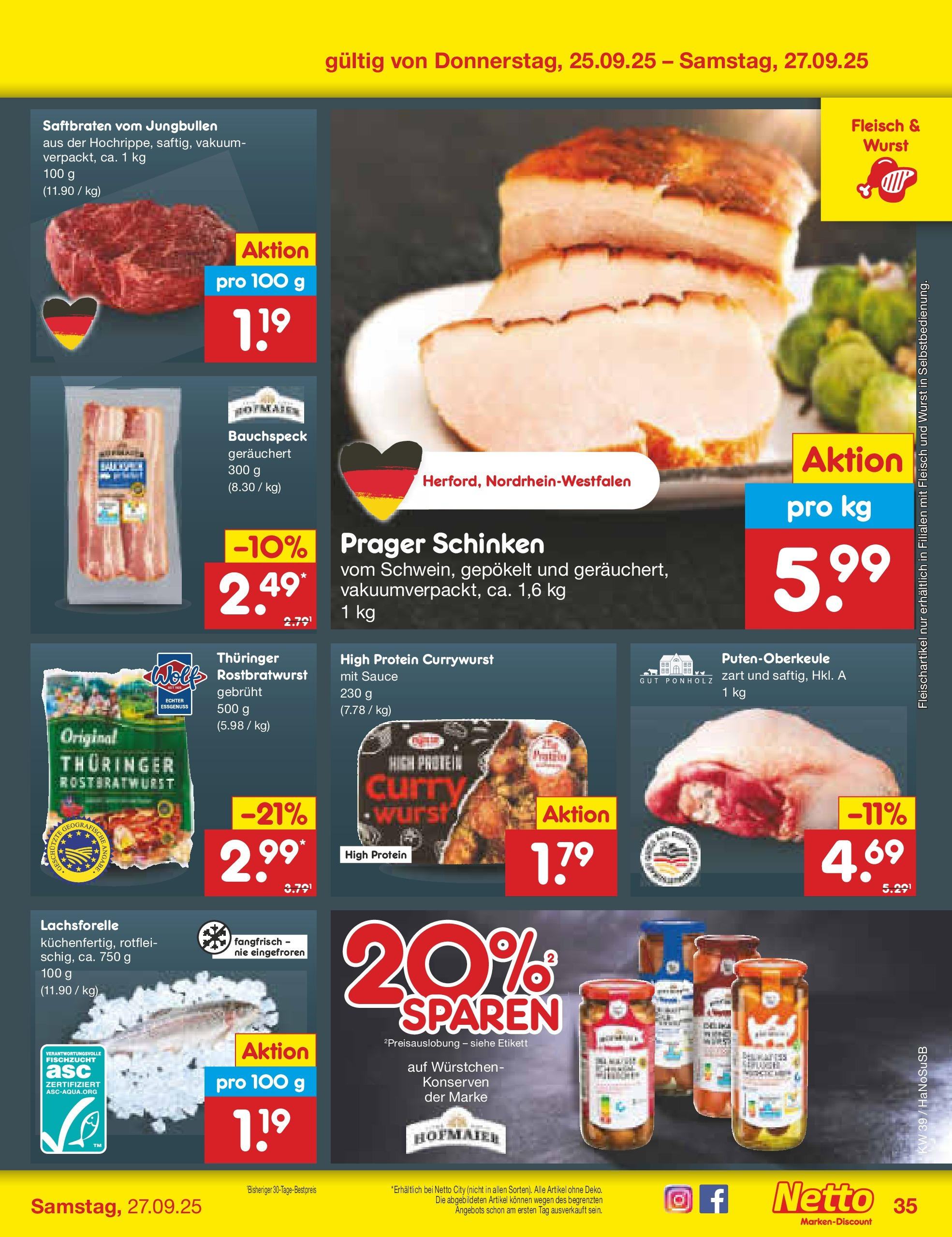 Netto Marken-Discount prospekt Schwerte-Geisecke	 (ab 22.09.2025) » Angebote | Seite: 38 | Produkte: Tomaten, Oro di parma, Wurst, Wok