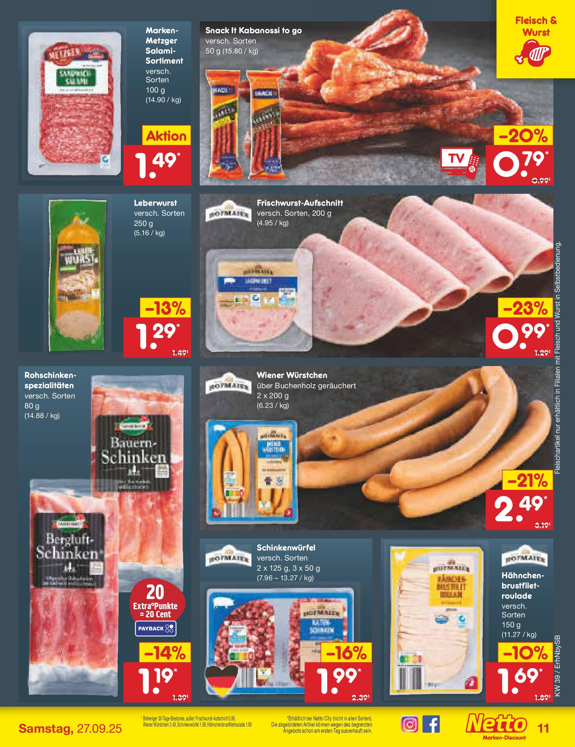 Netto Marken-Discount prospekt Metten	 (ab 22.09.2025) » Angebote | Seite: 13 | Produkte: Yogurette, Kinder bueno, Exquisa, Salat