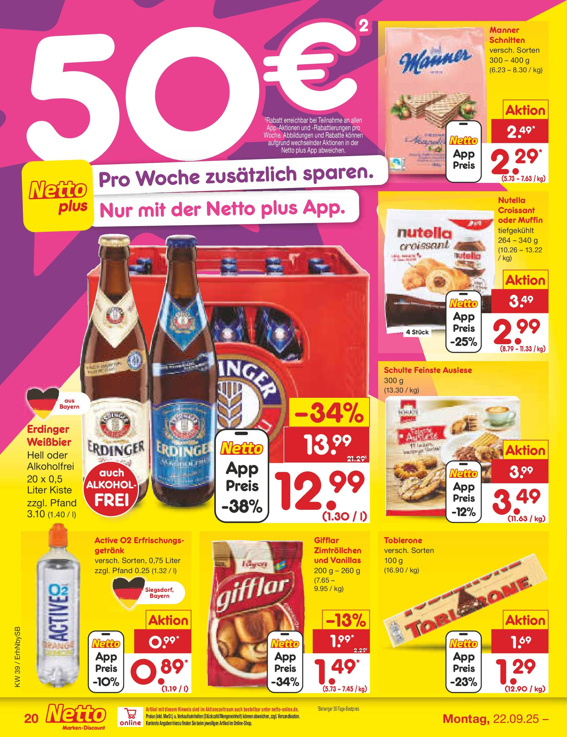 Netto Marken-Discount prospekt Metten	 (ab 22.09.2025) » Angebote | Seite: 22 | Produkte: Kinder schokolade, Milch, Yogurette, Lorenz crunchips