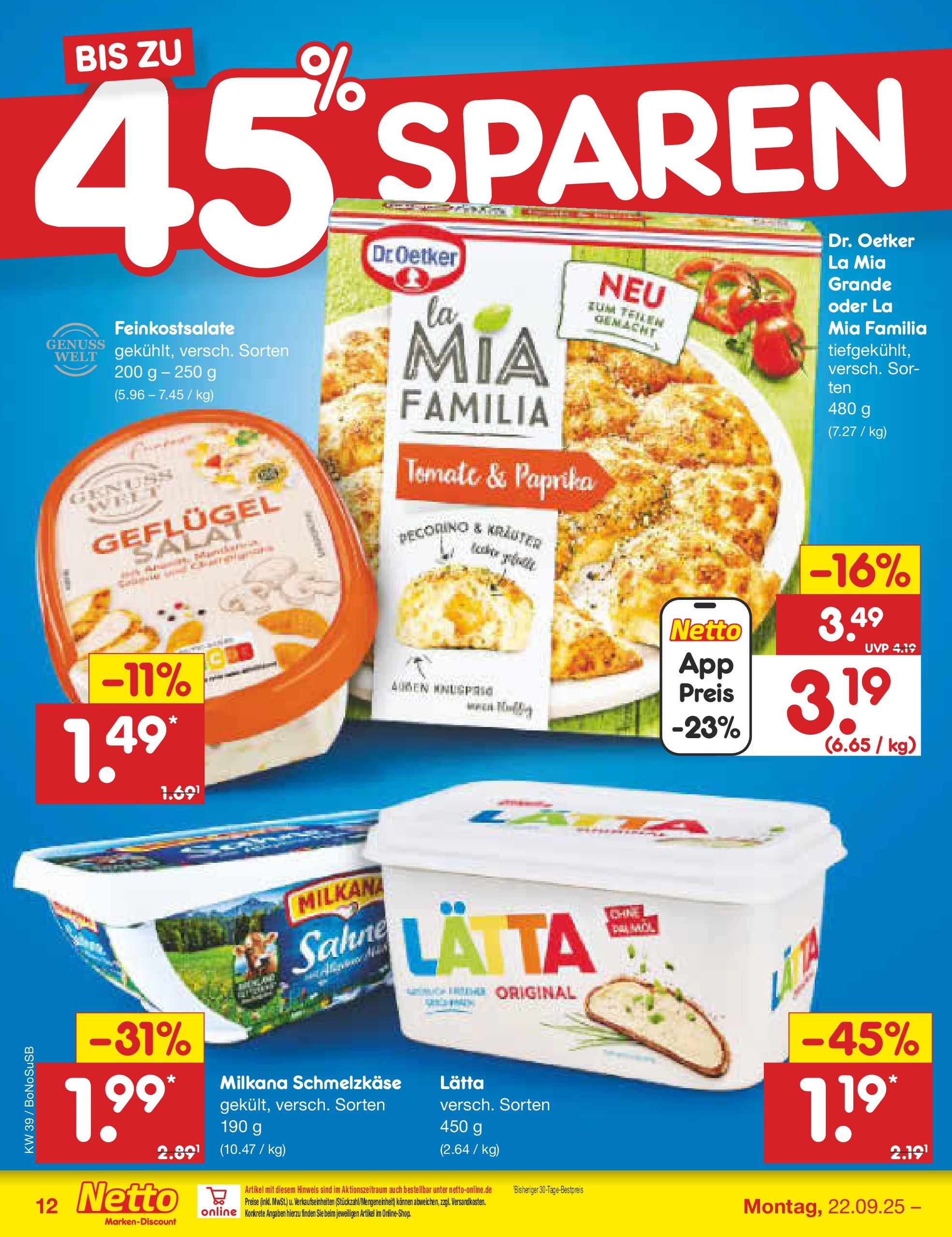 Netto Marken-Discount prospekt Herne	 (ab 22.09.2025) » Angebote | Seite: 12 | Produkte: Milkana, Paprika, Lätta, Sahne