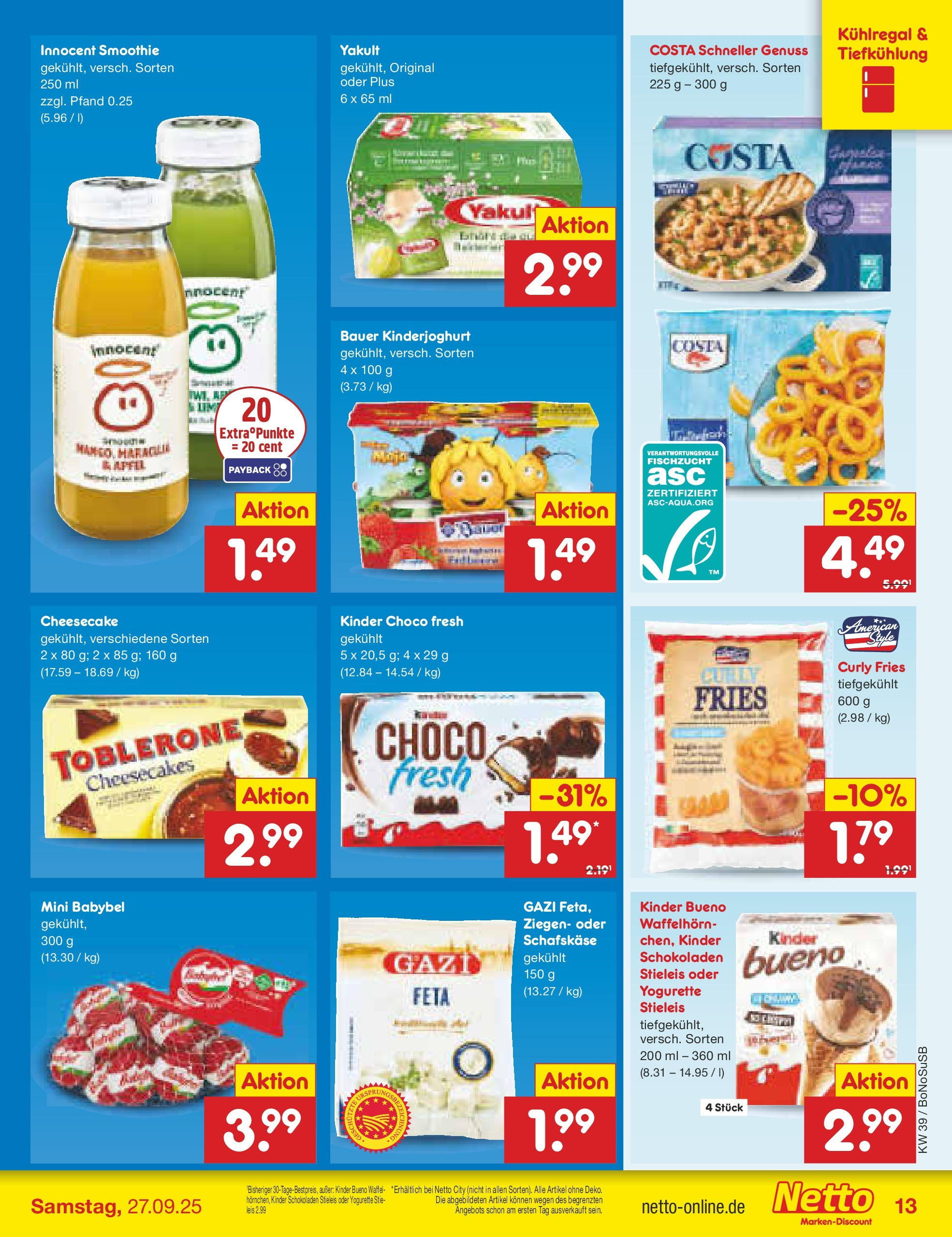 Netto Marken-Discount prospekt Herne	 (ab 22.09.2025) » Angebote | Seite: 13 | Produkte: Feta, Yogurette, Babybel, Schafskase
