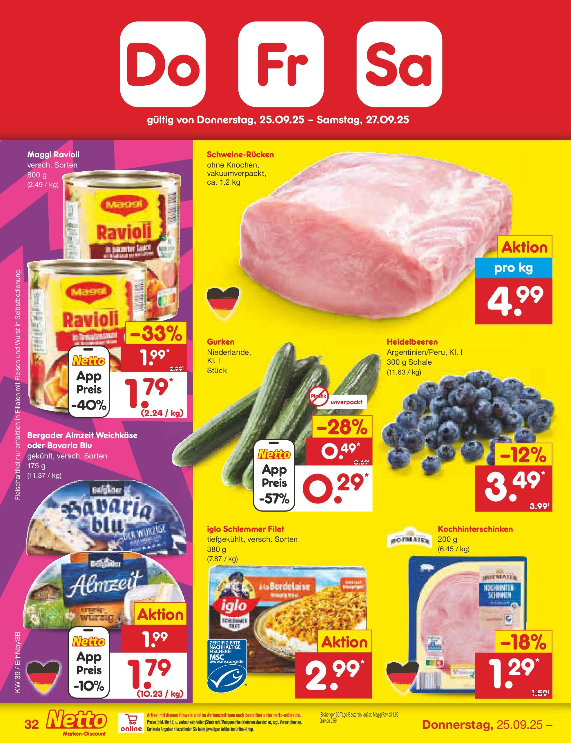 Netto Marken-Discount prospekt Metten	 (ab 22.09.2025) » Angebote | Seite: 36 | Produkte: Käse, Joghurt, Milram, Eis