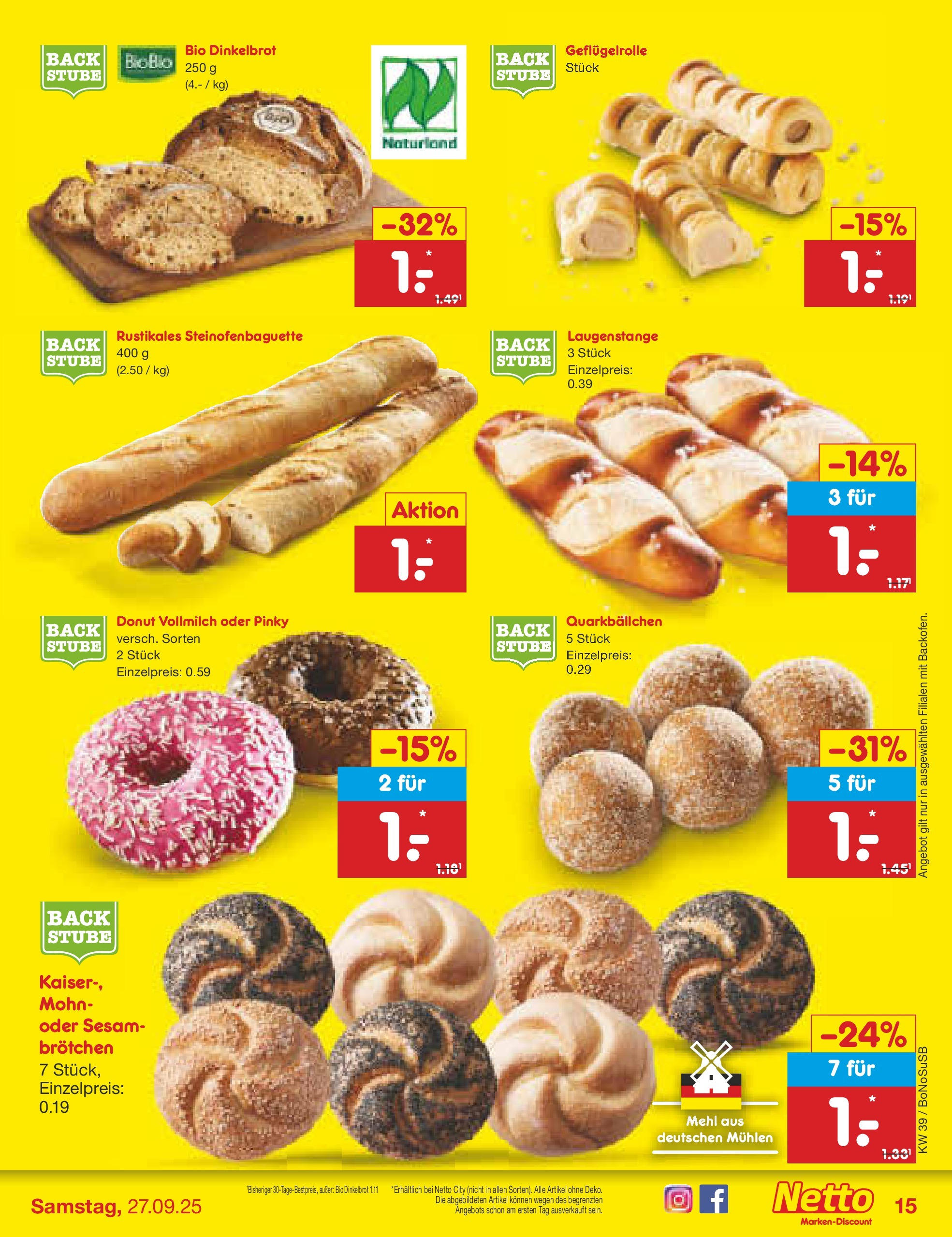 Netto Marken-Discount prospekt Herne	 (ab 22.09.2025) » Angebote | Seite: 15 | Produkte: Mehl