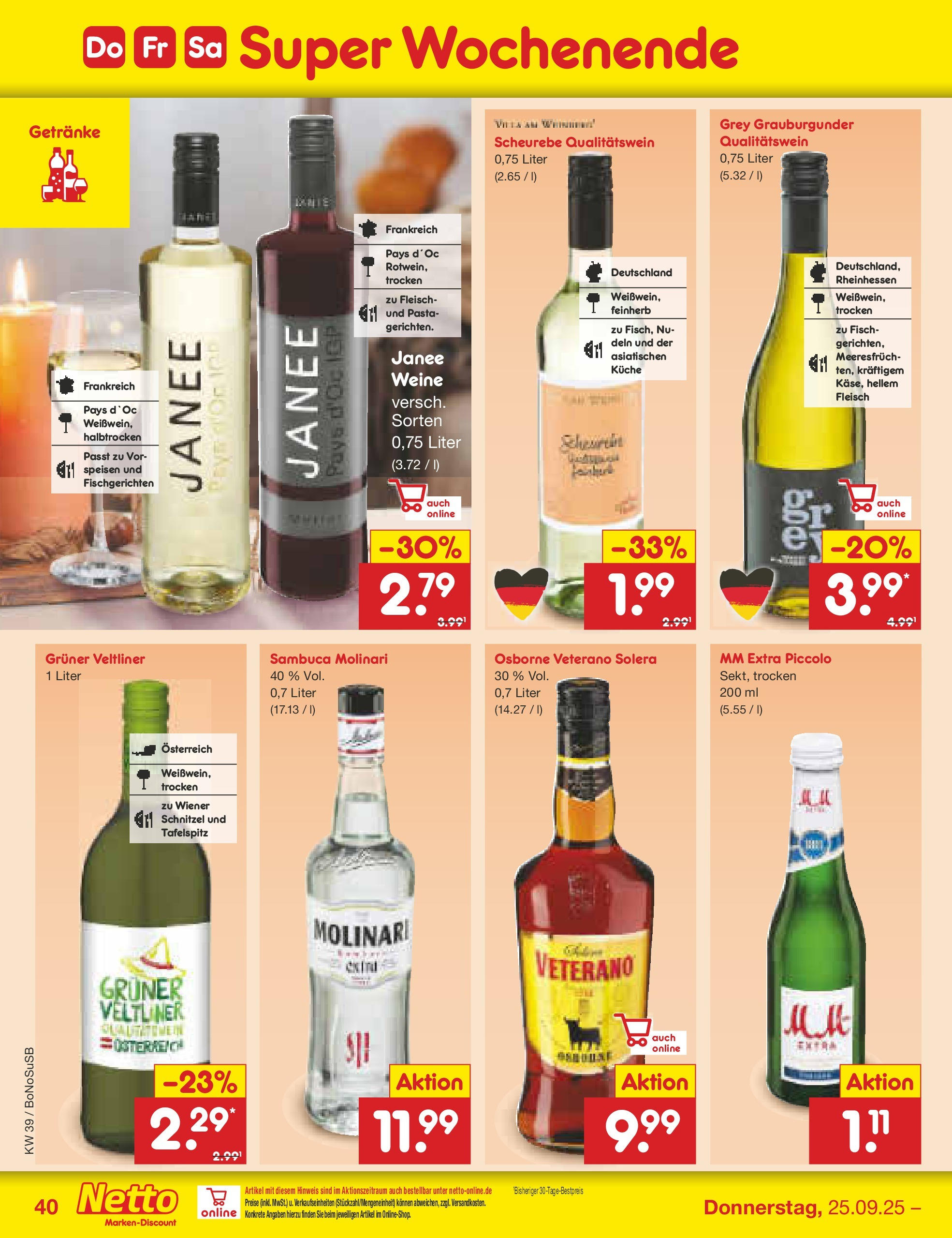Netto Marken-Discount prospekt Herne	 (ab 22.09.2025) » Angebote | Seite: 40 | Produkte: Tafelspitz, Sambuca, Fisch, Pasta