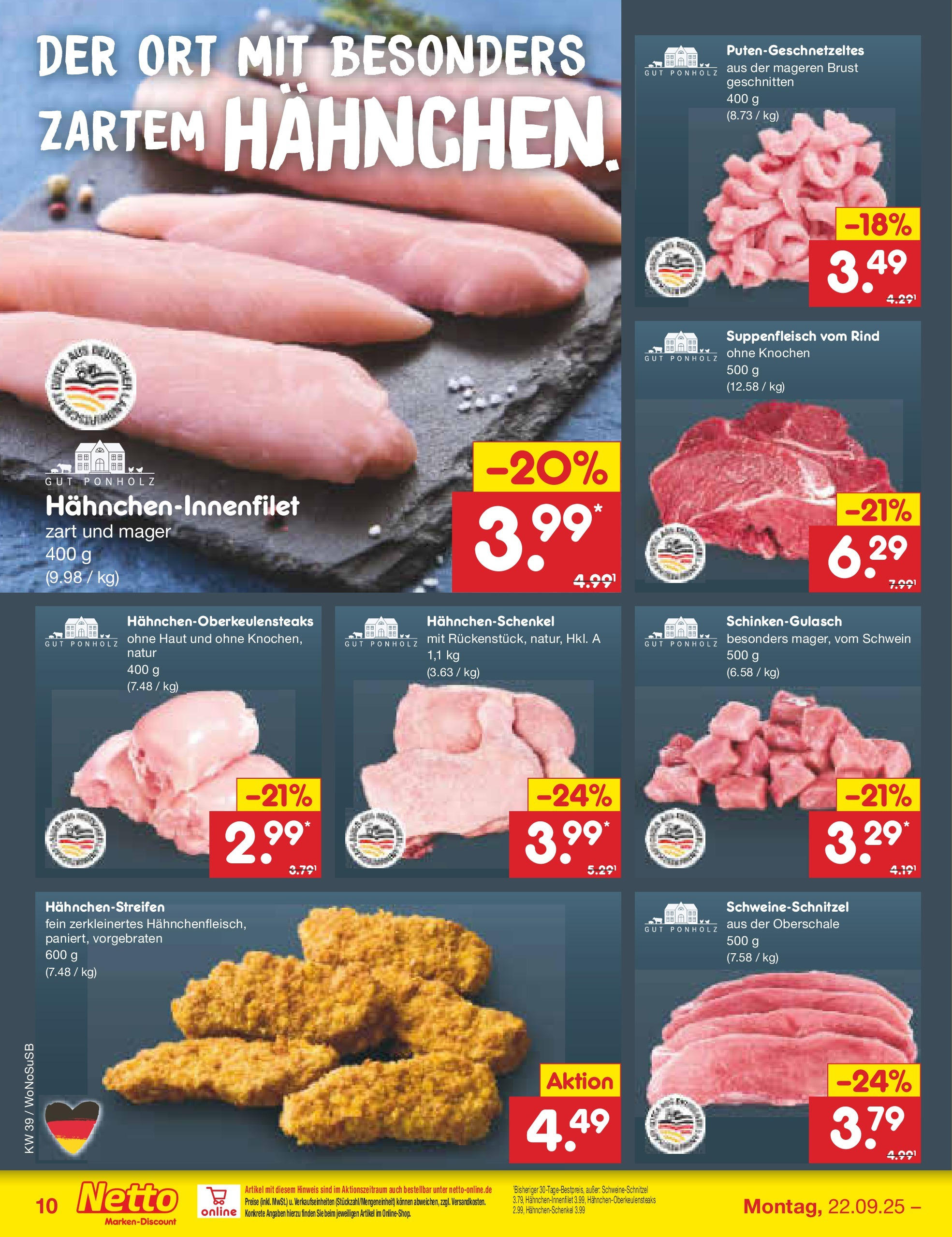 Netto Marken-Discount prospekt Rodgau	 (ab 21.09.2025) » Angebote | Seite: 12 | Produkte: Hahnchenschenkel, Suppenfleisch