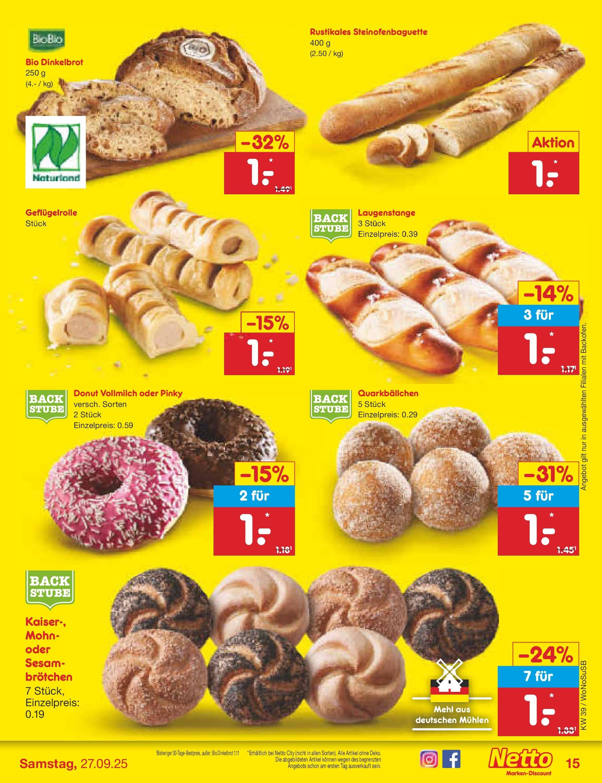 Netto Marken-Discount prospekt Rodgau	 (ab 21.09.2025) » Angebote | Seite: 17 | Produkte: Mehl