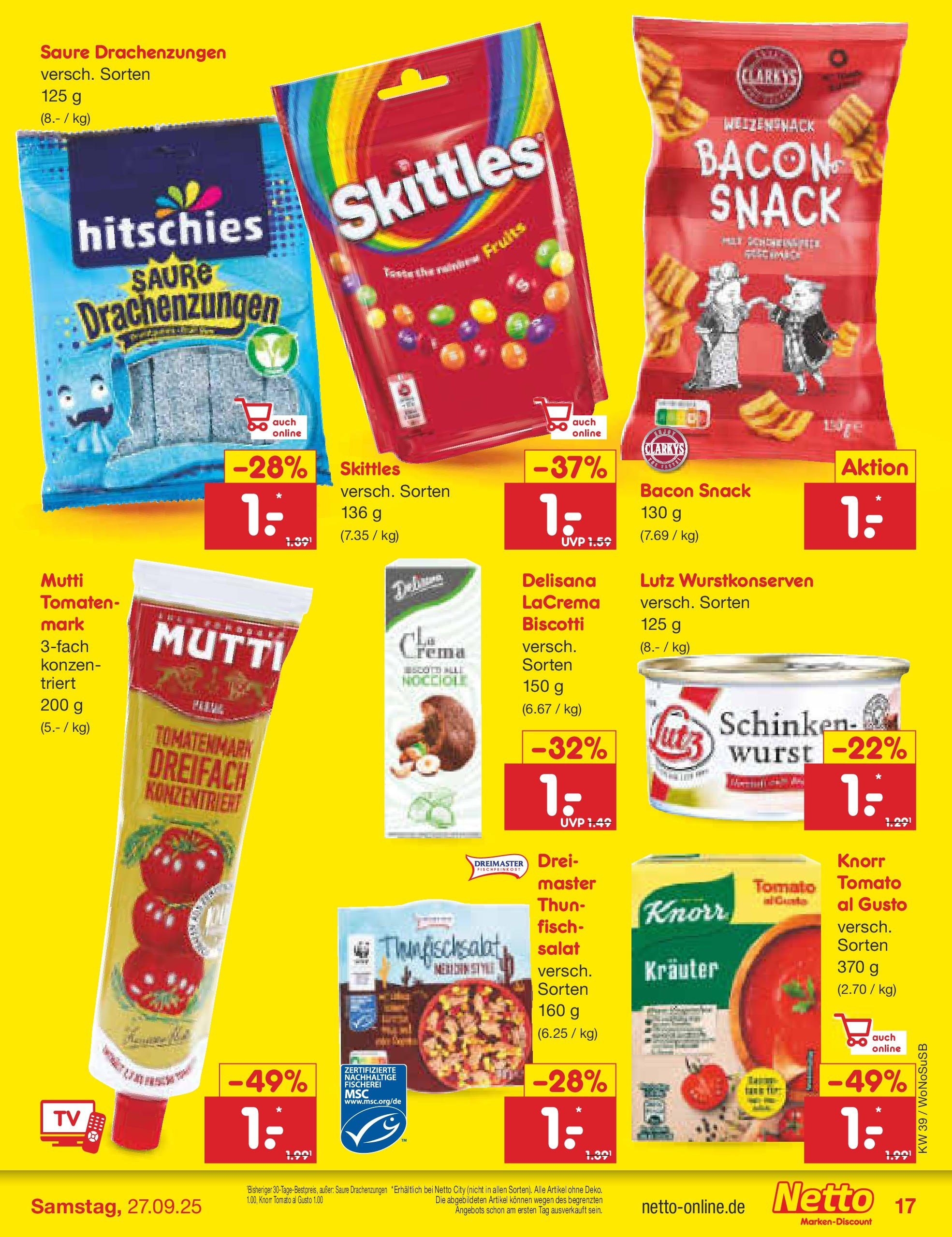 Netto Marken-Discount prospekt Rodgau	 (ab 21.09.2025) » Angebote | Seite: 19 | Produkte: Tomaten, Knorr, Schinken, Salat