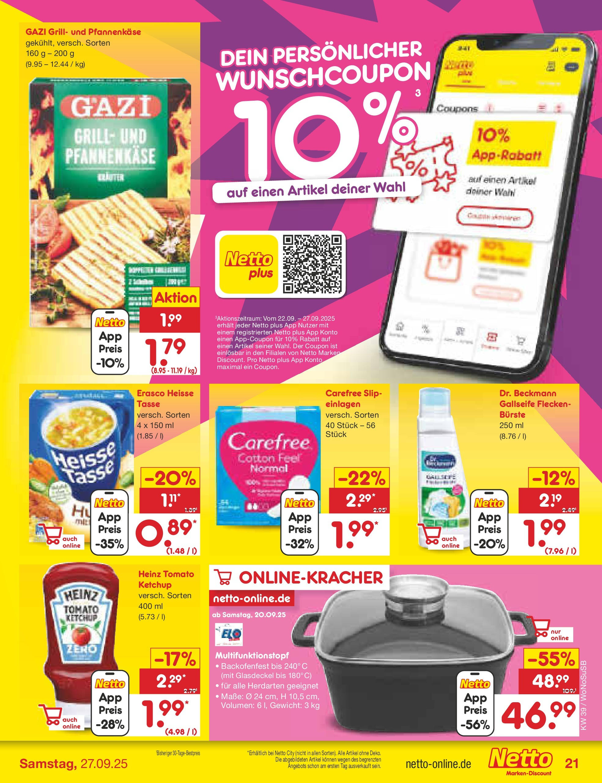 Netto Marken-Discount prospekt Rodgau	 (ab 21.09.2025) » Angebote | Seite: 23 | Produkte: Gewicht, Bürste, Erasco, Ketchup