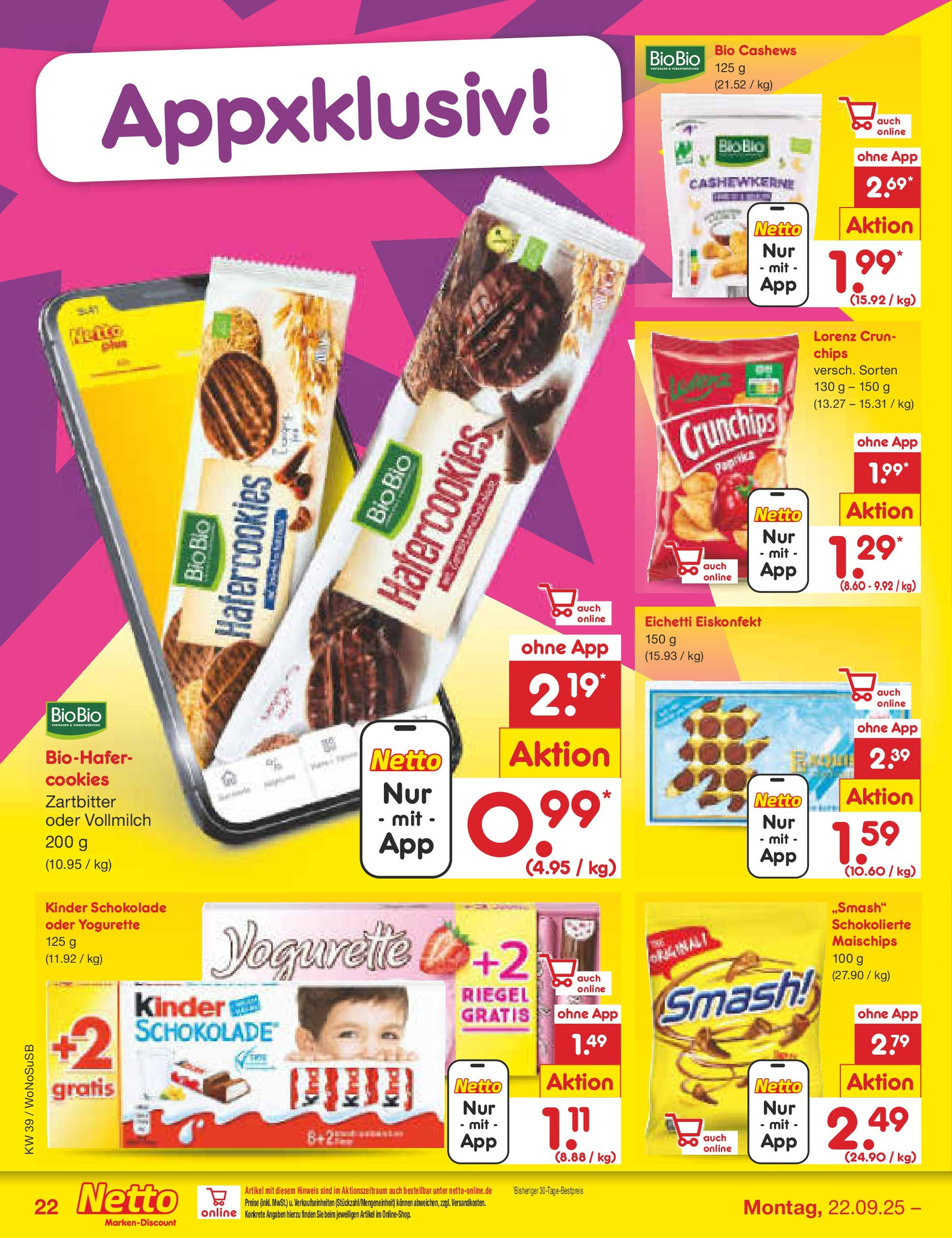 Netto Marken-Discount prospekt Rodgau	 (ab 21.09.2025) » Angebote | Seite: 24 | Produkte: Kinder schokolade, Yogurette, Schokolade, Chips