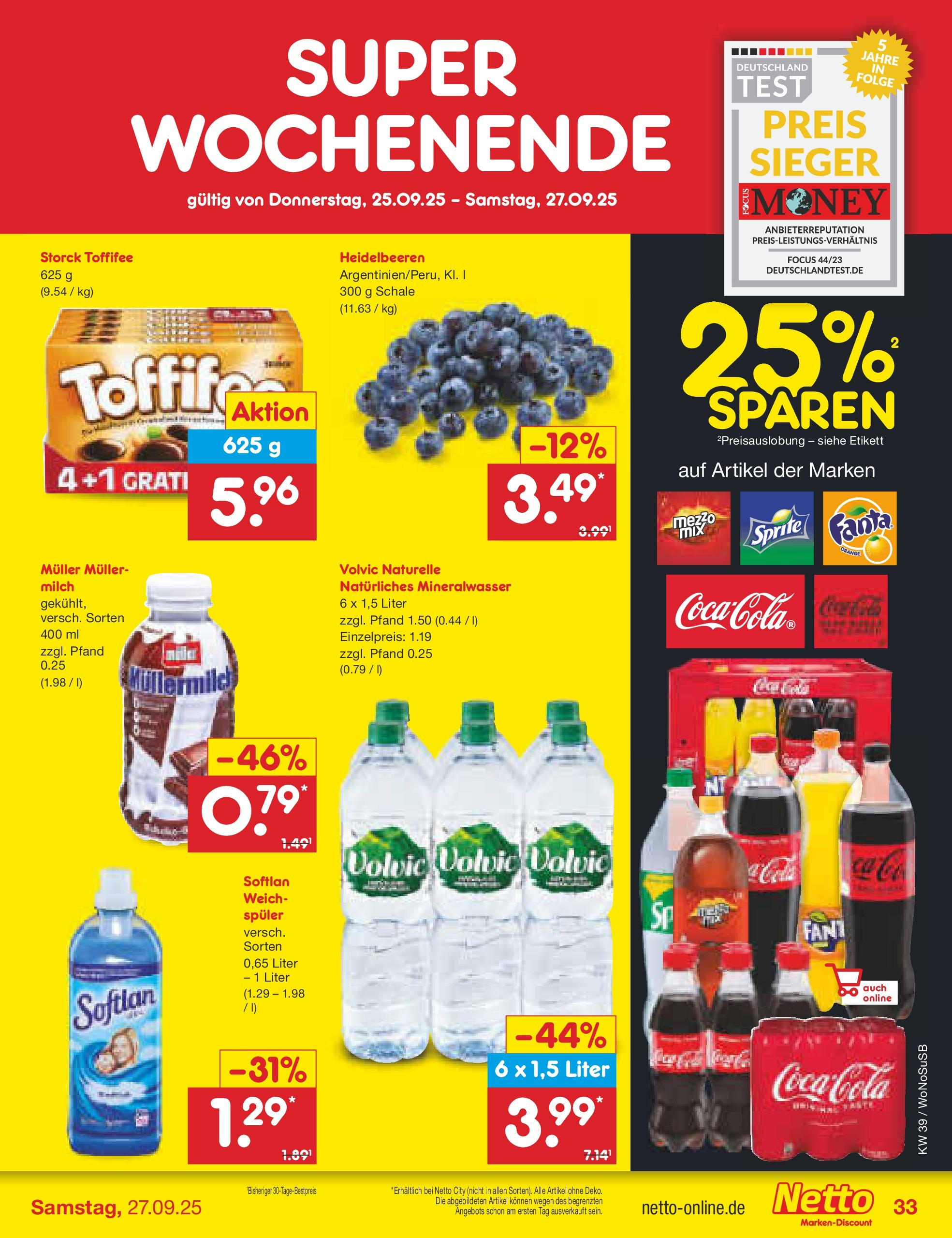Netto Marken-Discount prospekt Rodgau	 (ab 21.09.2025) » Angebote | Seite: 37 | Produkte: Coca cola, Sprite, Cola, Volvic