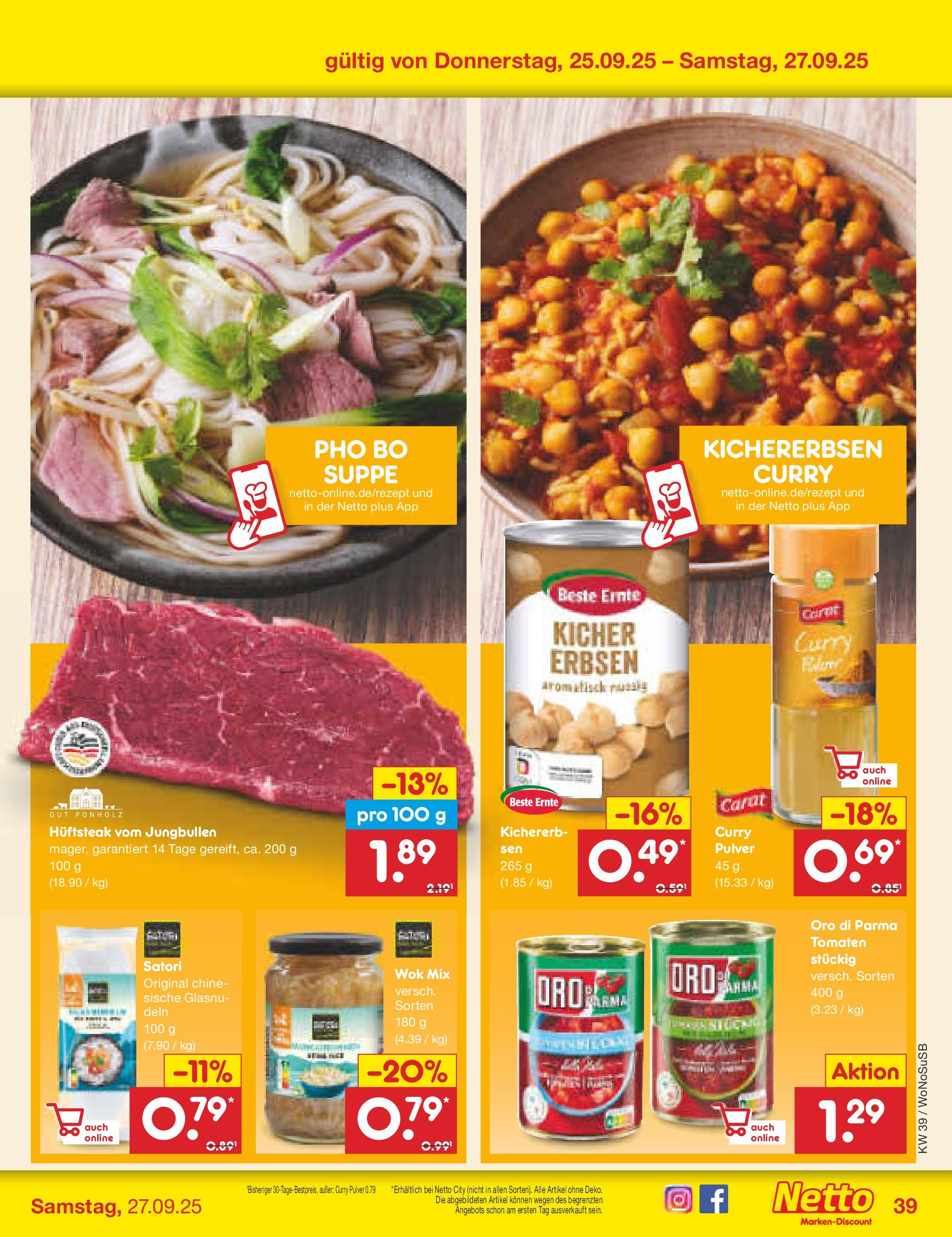 Netto Marken-Discount prospekt Rodgau	 (ab 21.09.2025) » Angebote | Seite: 43 | Produkte: Tomaten, Oro di parma, Wok, Erbsen