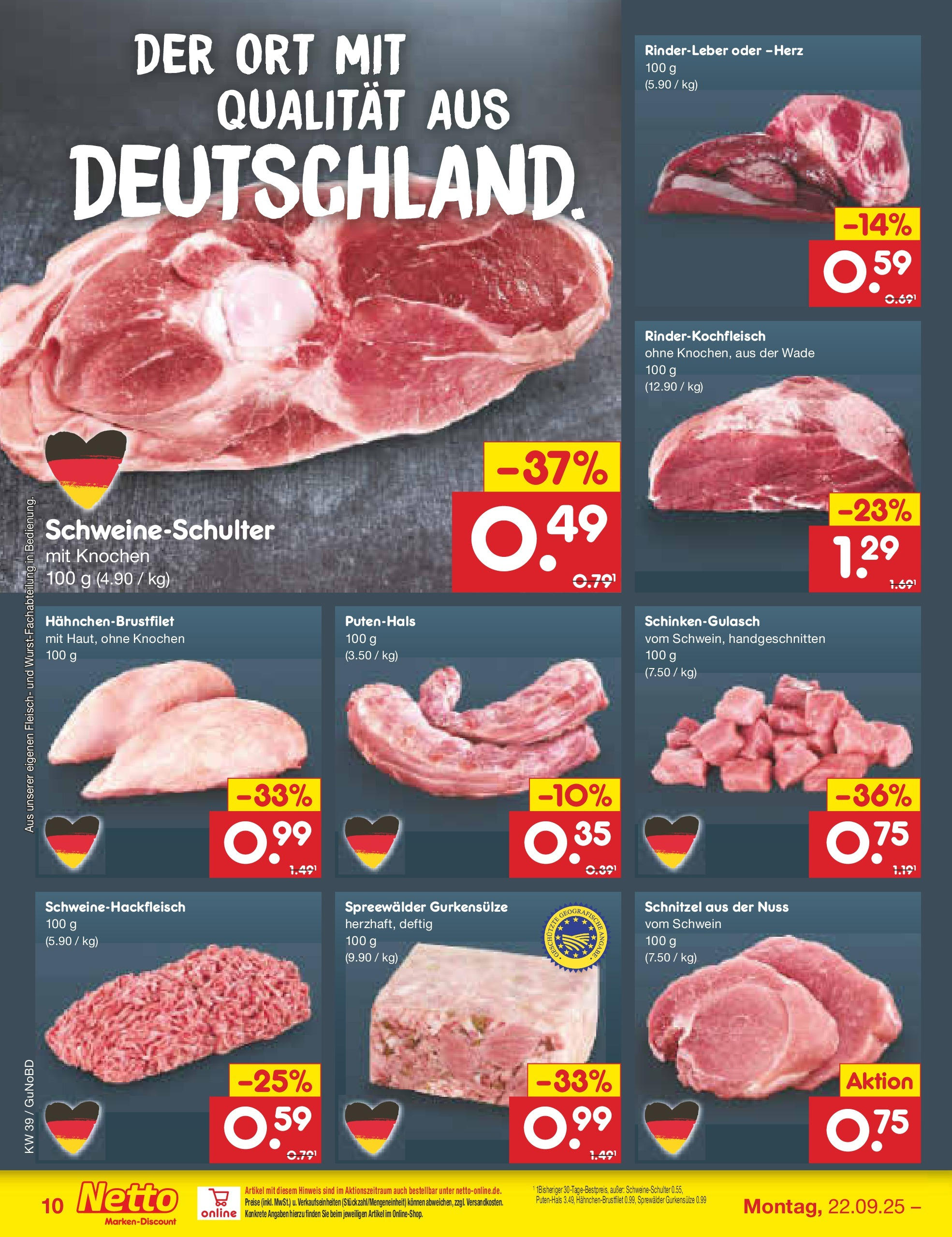 Netto Marken-Discount prospekt Augustusburg (ab 21.09.2025) » Angebote | Seite: 10 | Produkte: Schnitzel, Fleisch Netto Marken-Discount prospekt Augustusburg (ab 21.09.2025) » Angebote | Seite: 10 | Produkte: Schnitzel, Fleisch