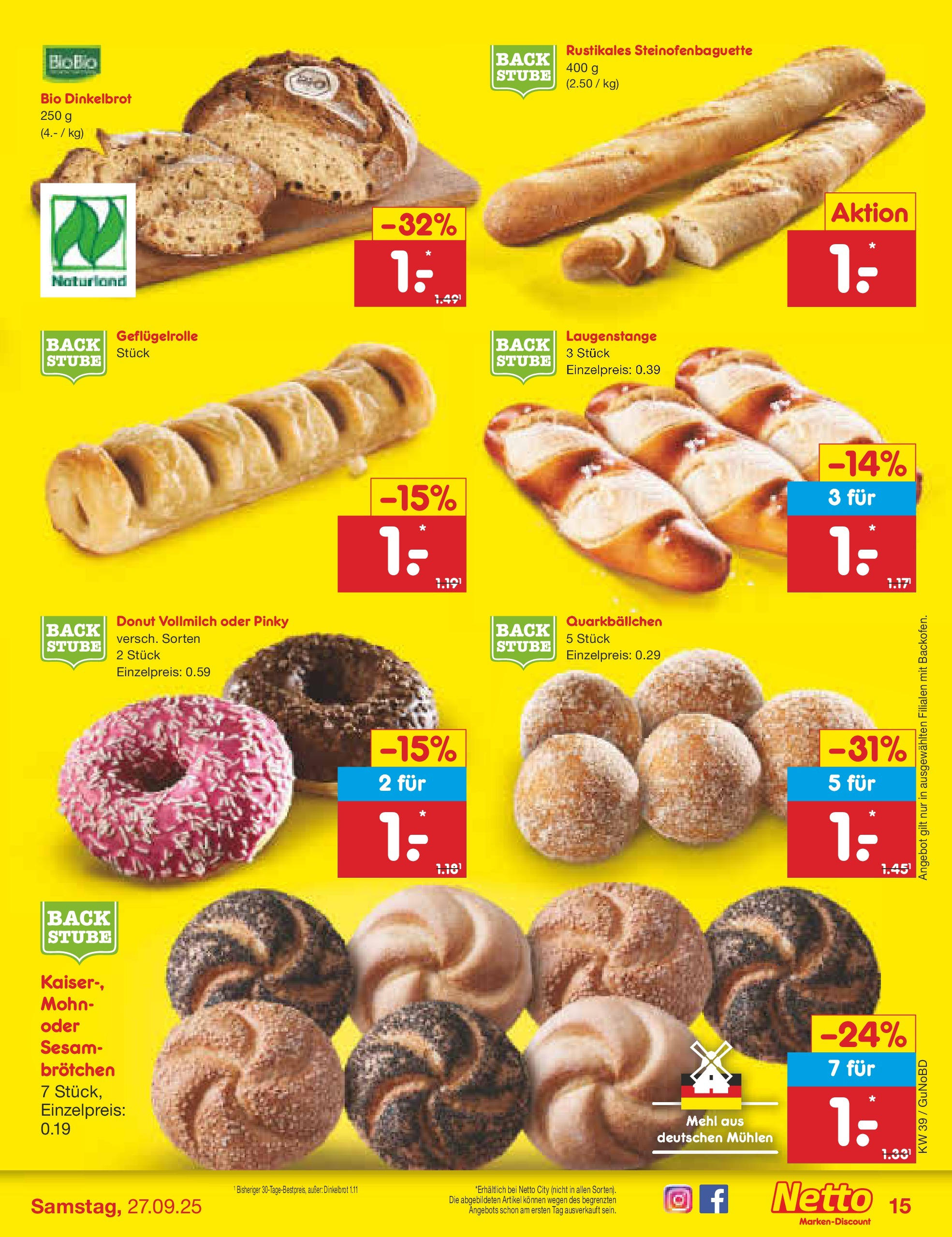 Netto Marken-Discount prospekt Augustusburg (ab 21.09.2025) » Angebote | Seite: 15 | Produkte: Mehl Netto Marken-Discount prospekt Augustusburg (ab 21.09.2025) » Angebote | Seite: 15 | Produkte: Mehl