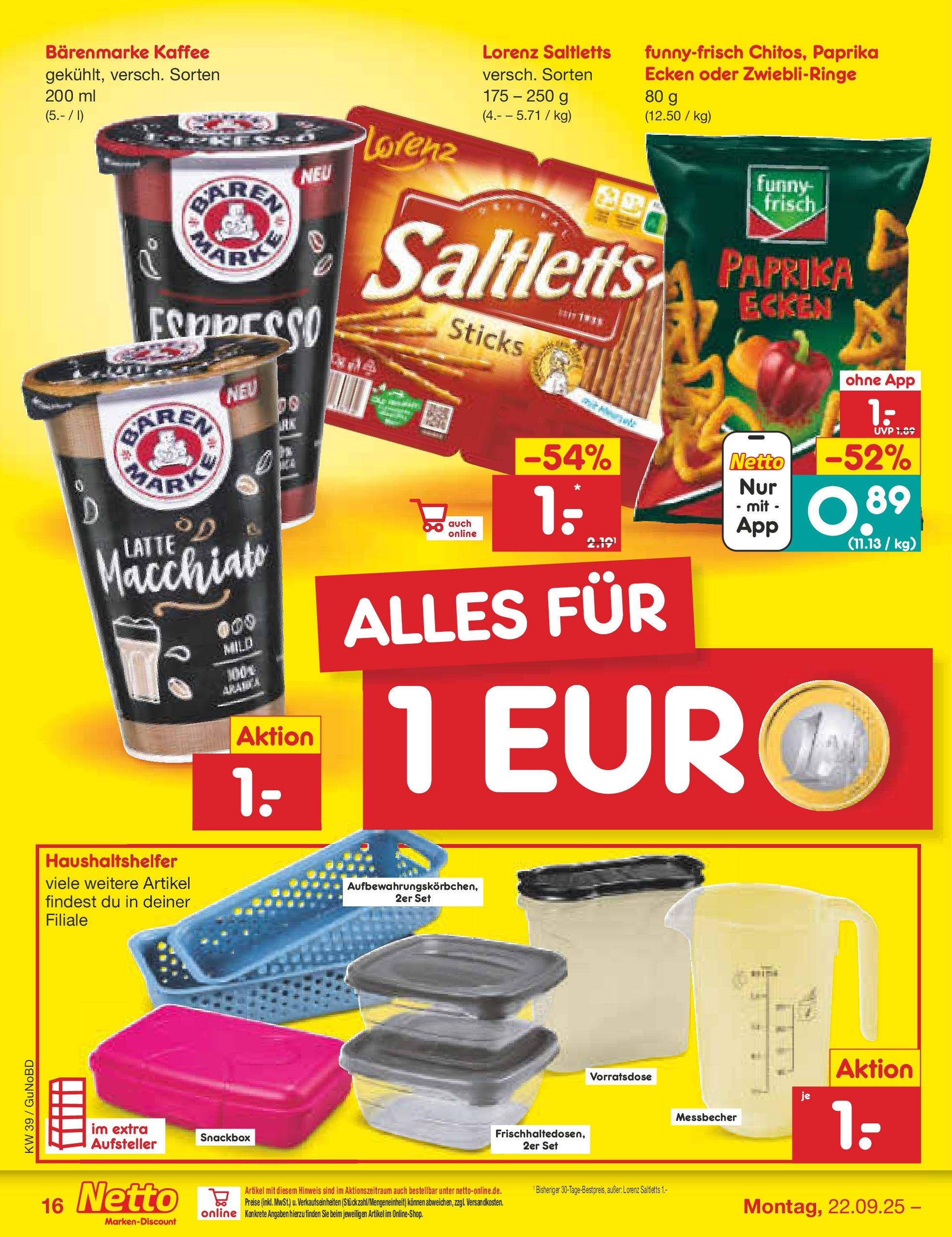 Netto Marken-Discount prospekt Augustusburg (ab 21.09.2025) » Angebote | Seite: 16 | Produkte: Kaffee, Funny frisch, Paprika Netto Marken-Discount prospekt Augustusburg (ab 21.09.2025) » Angebote | Seite: 16 | Produkte: Kaffee, Funny frisch, Paprika