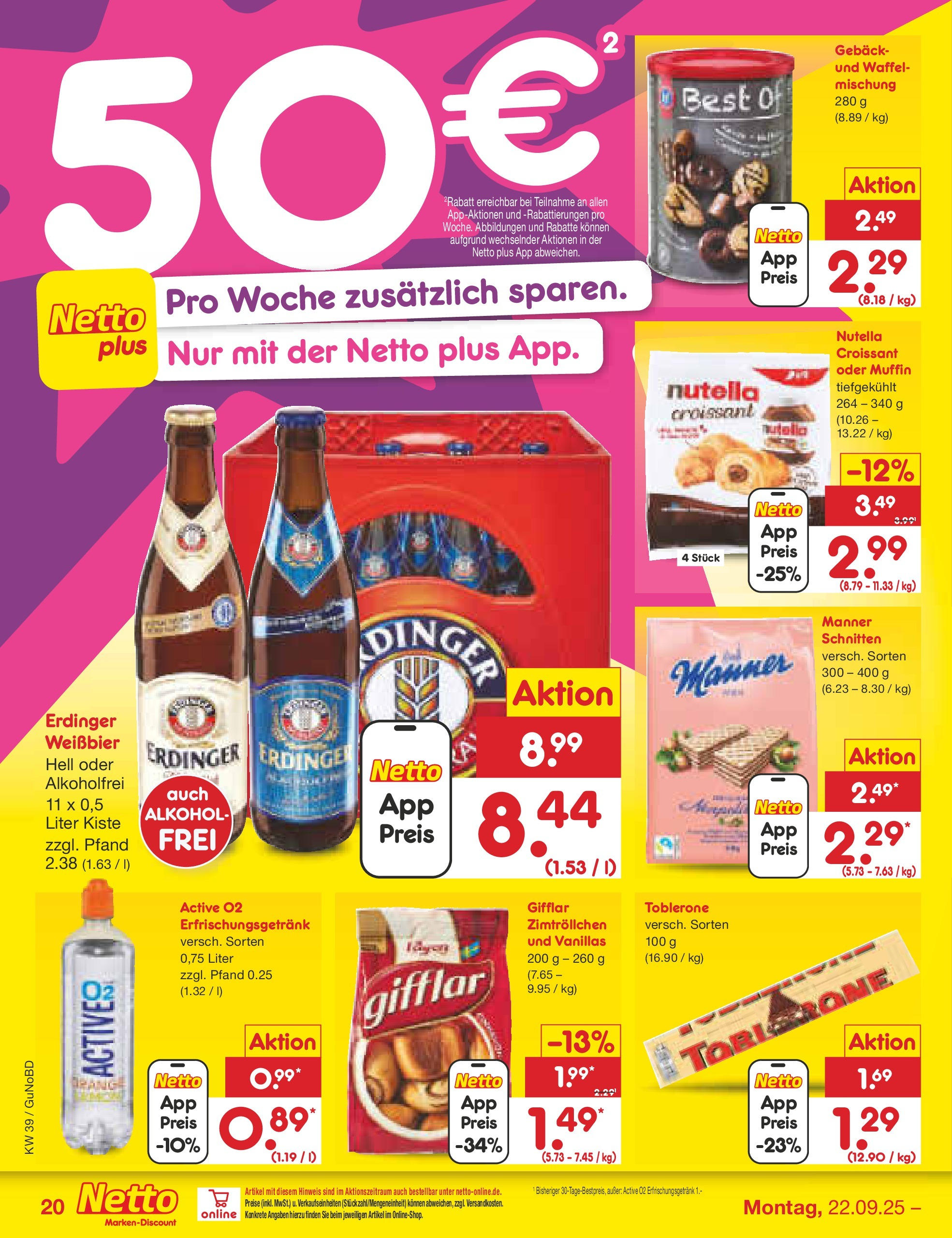Netto Marken-Discount prospekt Augustusburg (ab 21.09.2025) » Angebote | Seite: 20 | Produkte: Erdinger, Weißbier, Croissant, Nutella Netto Marken-Discount prospekt Augustusburg (ab 21.09.2025) » Angebote | Seite: 20 | Produkte: Erdinger, Weißbier, Croissant, Nutella