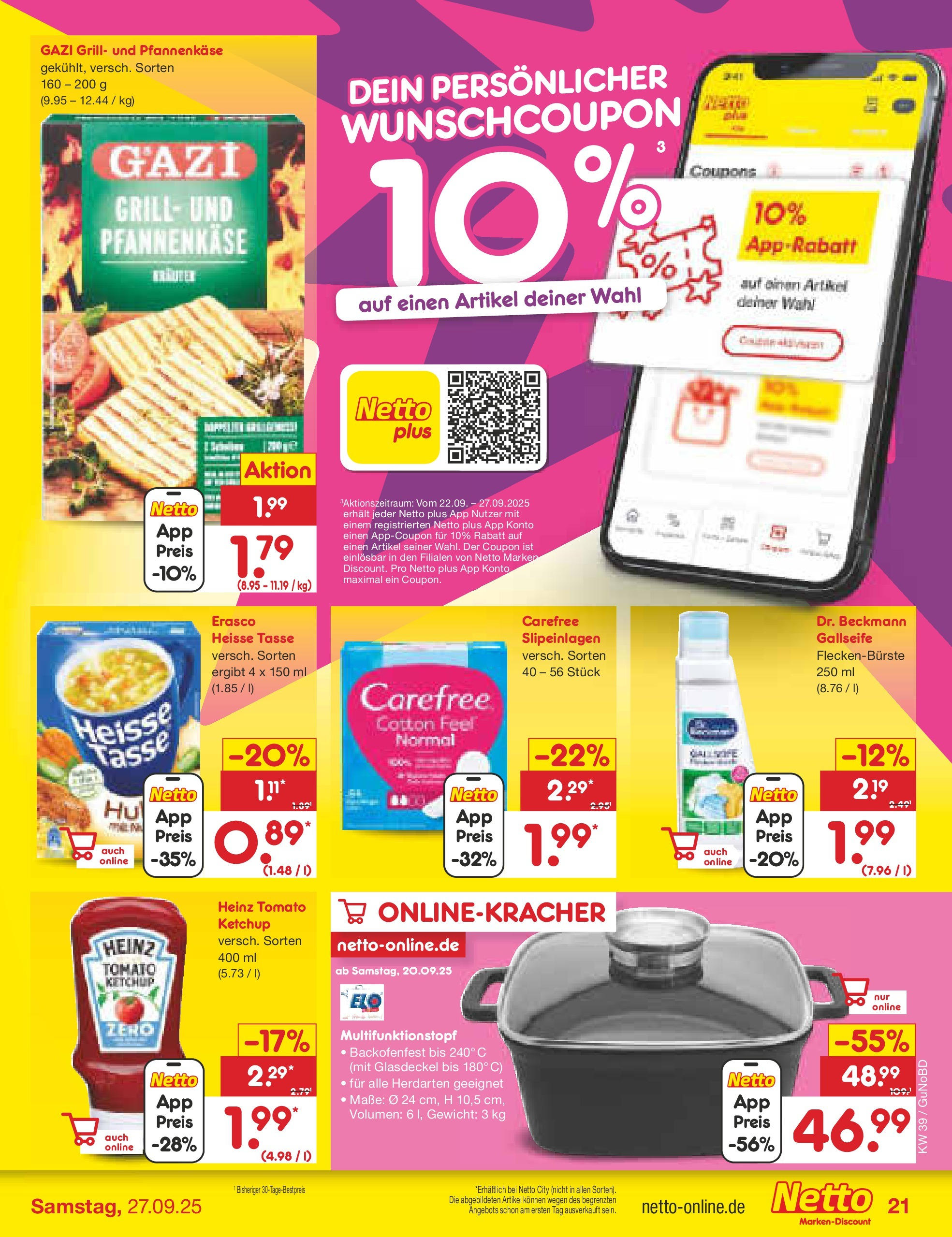 Netto Marken-Discount prospekt Augustusburg (ab 21.09.2025) » Angebote | Seite: 21 | Produkte: Gewicht, Grill, Erasco, Ketchup Netto Marken-Discount prospekt Augustusburg (ab 21.09.2025) » Angebote | Seite: 21 | Produkte: Gewicht, Grill, Erasco, Ketchup