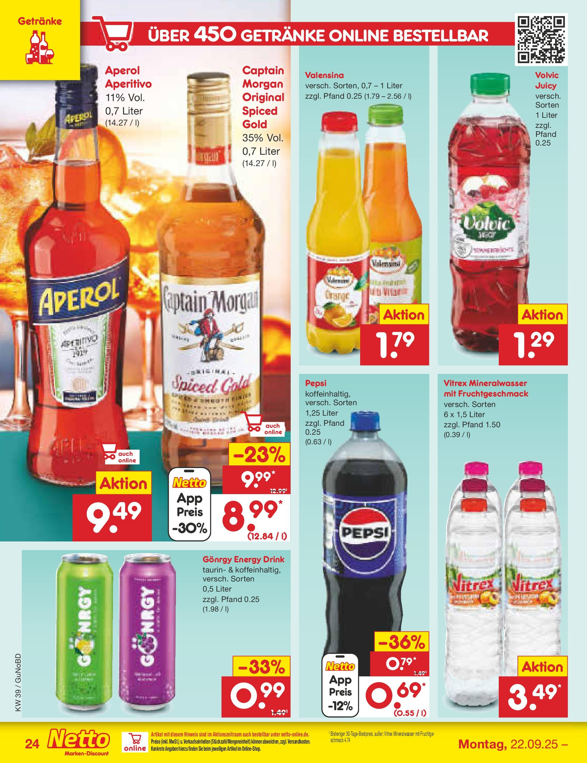 Netto Marken-Discount prospekt Augustusburg (ab 21.09.2025) » Angebote | Seite: 24 | Produkte: Energy, Mineralwasser, Valensina, Volvic Netto Marken-Discount prospekt Augustusburg (ab 21.09.2025) » Angebote | Seite: 24 | Produkte: Energy, Mineralwasser, Valensina, Volvic