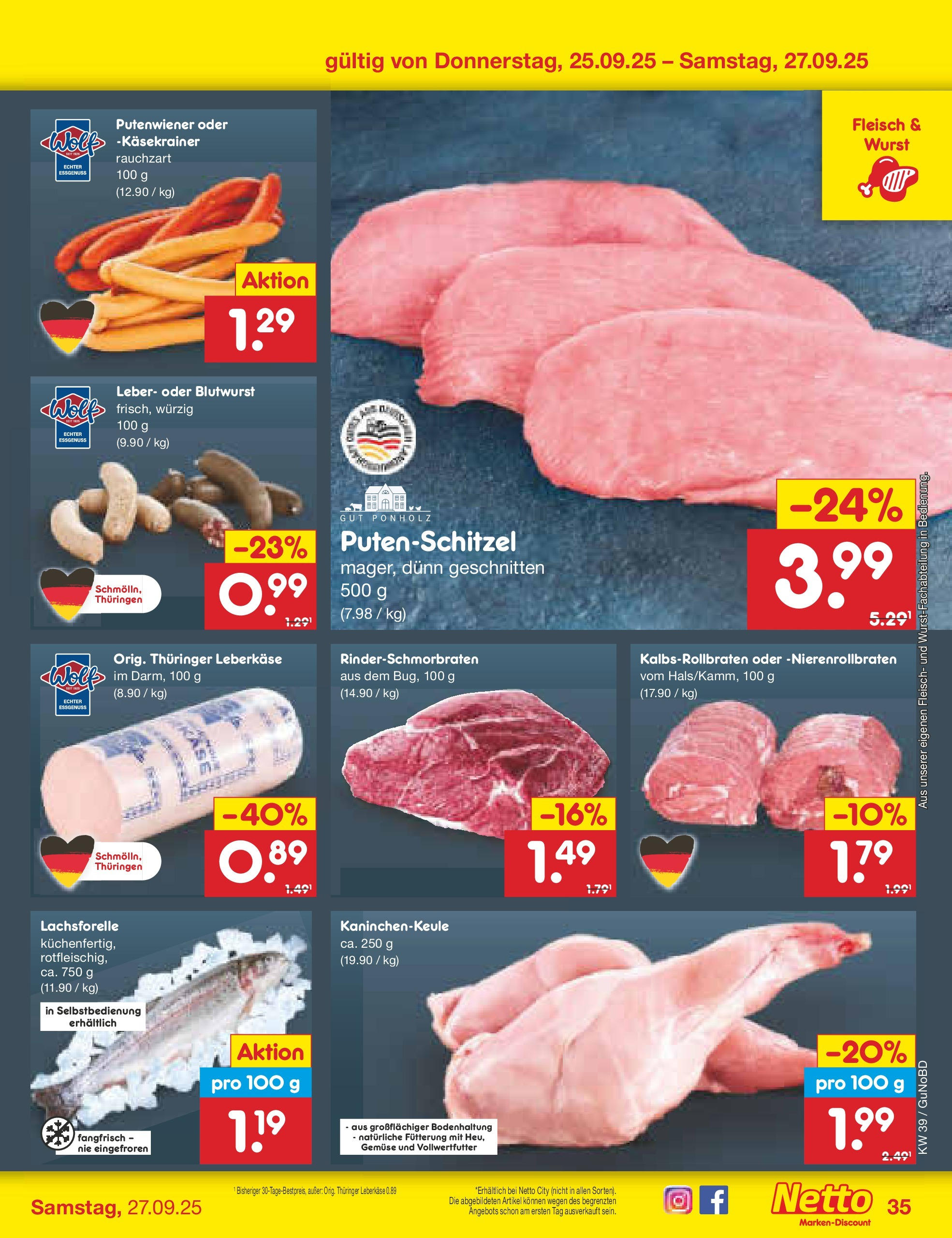 Netto Marken-Discount prospekt Augustusburg (ab 21.09.2025) » Angebote | Seite: 35 | Produkte: Käsekrainer, Gemüse, Wurst, Fleisch Netto Marken-Discount prospekt Augustusburg (ab 21.09.2025) » Angebote | Seite: 35 | Produkte: Käsekrainer, Gemüse, Wurst, Fleisch