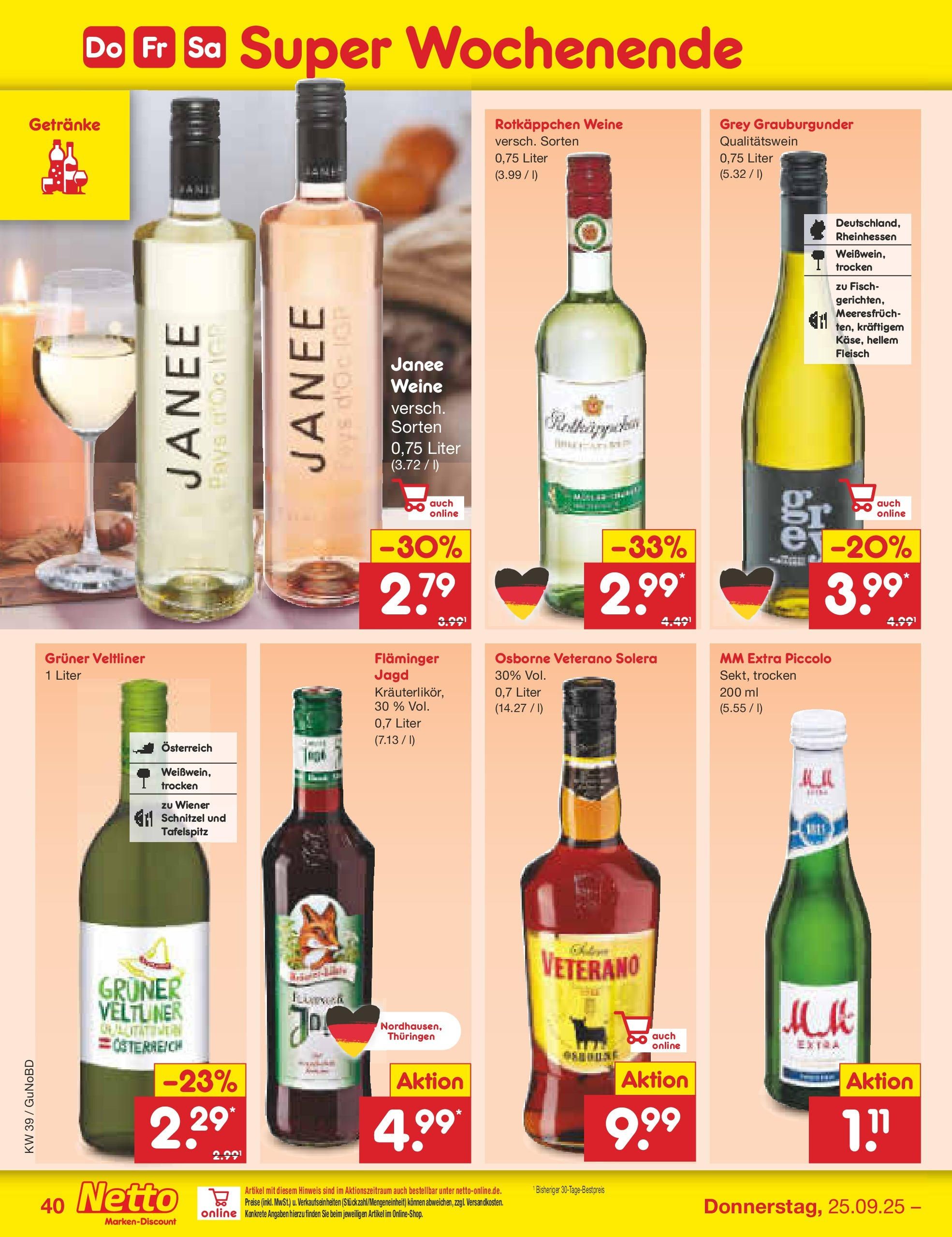Netto Marken-Discount prospekt Augustusburg (ab 21.09.2025) » Angebote | Seite: 40 | Produkte: Osborne, Schnitzel, Fisch, Rotkäppchen Netto Marken-Discount prospekt Augustusburg (ab 21.09.2025) » Angebote | Seite: 40 | Produkte: Osborne, Schnitzel, Fisch, Rotkäppchen