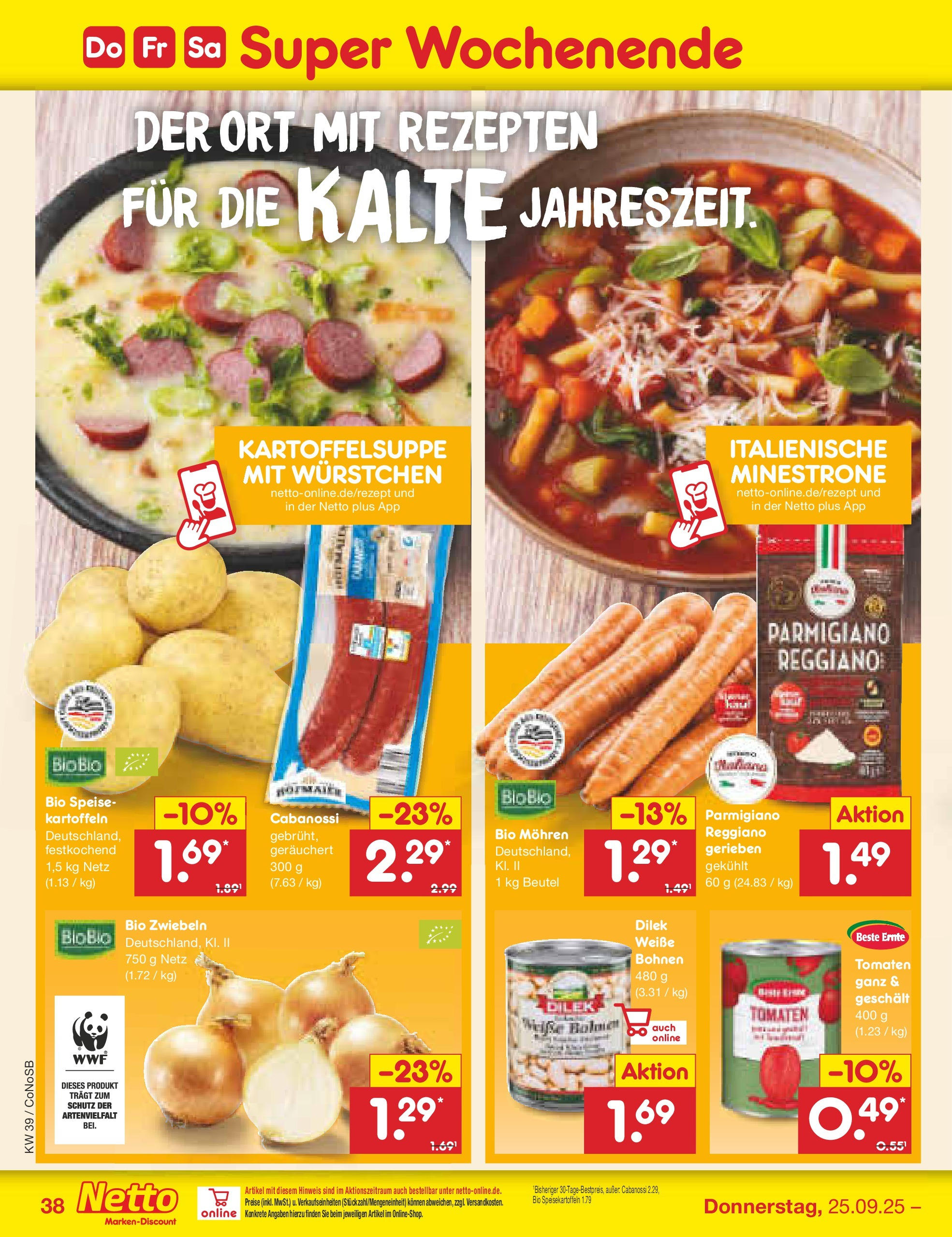 Netto Marken-Discount prospekt Kloster Lehnin	 (ab 21.09.2025) » Angebote | Seite: 38 | Produkte: Tomaten, Mohren, Kartoffeln, Zwiebeln