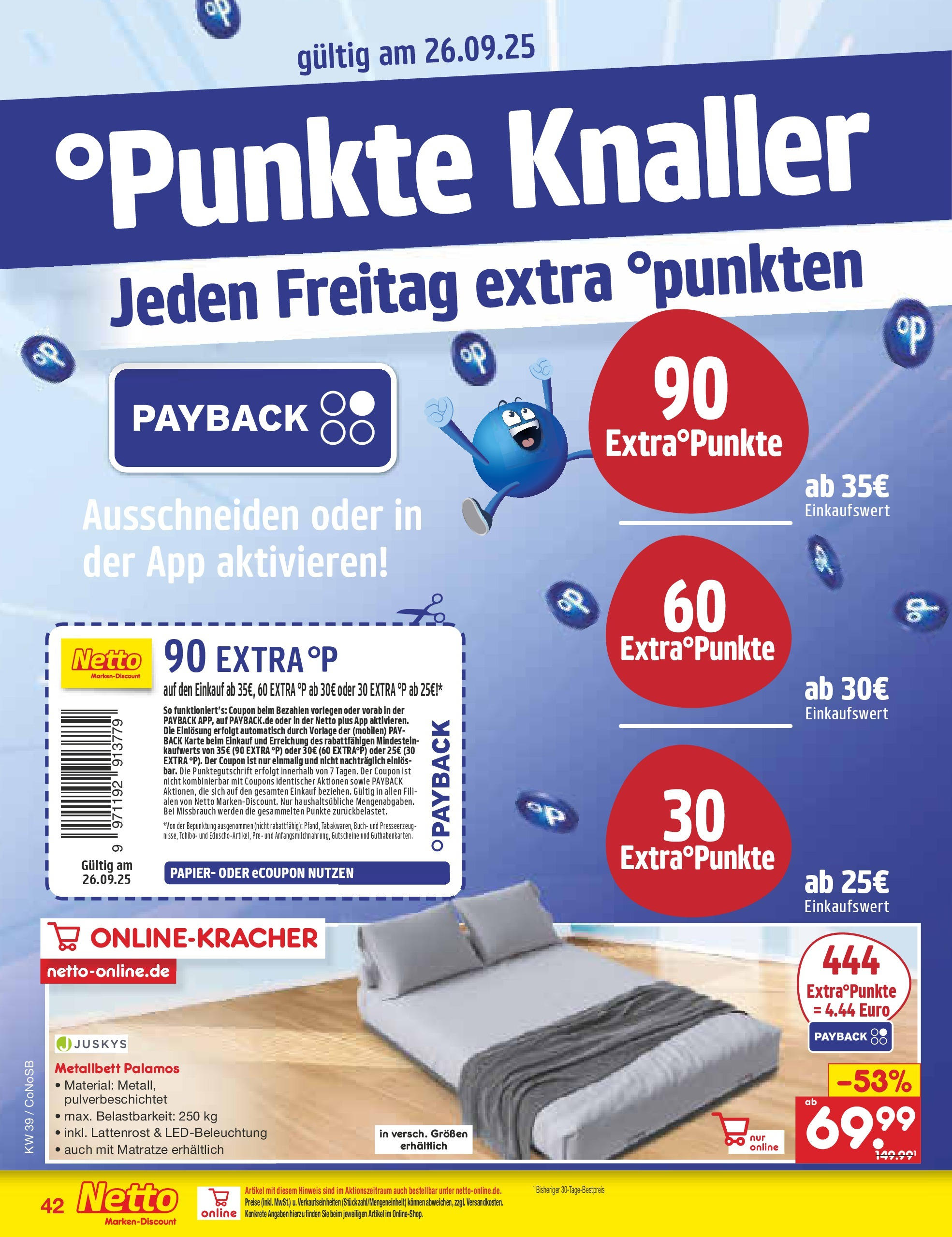 Netto Marken-Discount prospekt Kloster Lehnin	 (ab 21.09.2025) » Angebote | Seite: 42 | Produkte: Matratze, Lattenrost