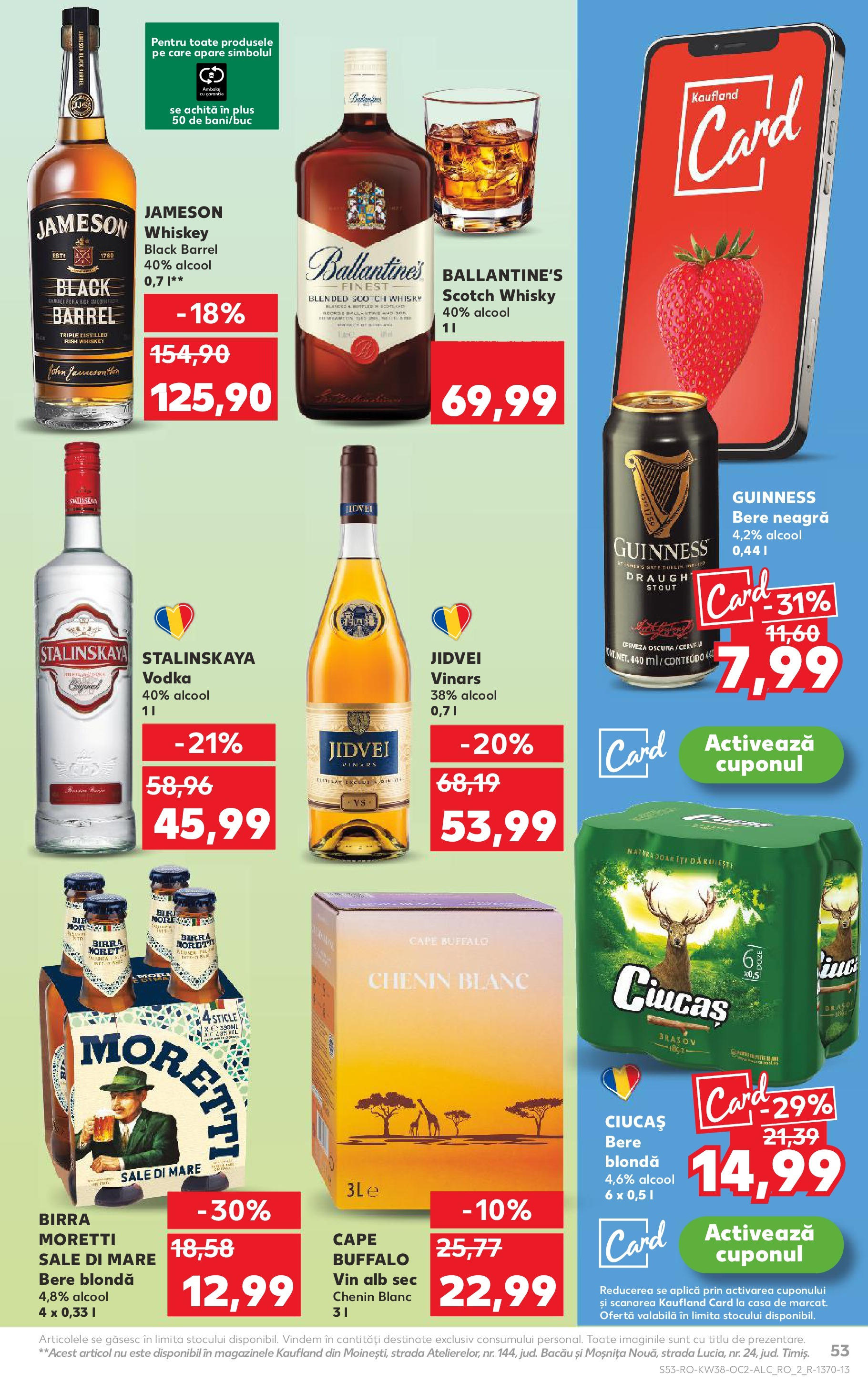 Catalog Kaufland - Viseu de Sus 17.09.2025 - Revista si Oferta | Pagină: 53 | Produse: Vin, Bere, Vodka, Whiskey