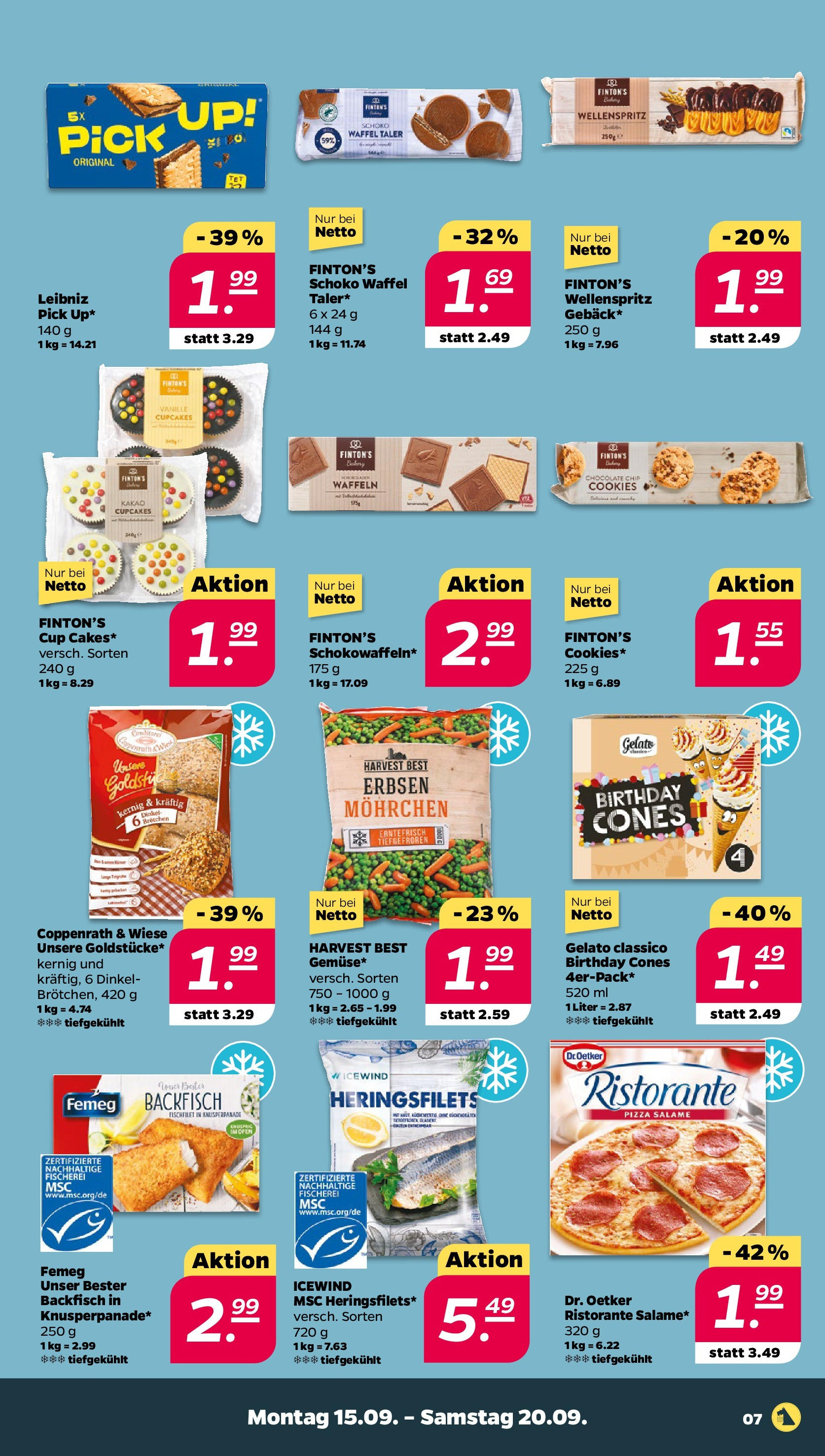 Netto Prospekt 	 ab 15.09.2025 → Angebote nächste Woche | Seite: 7 | Produkte: Ristorante, Waffeln, Pizza, Erbsen