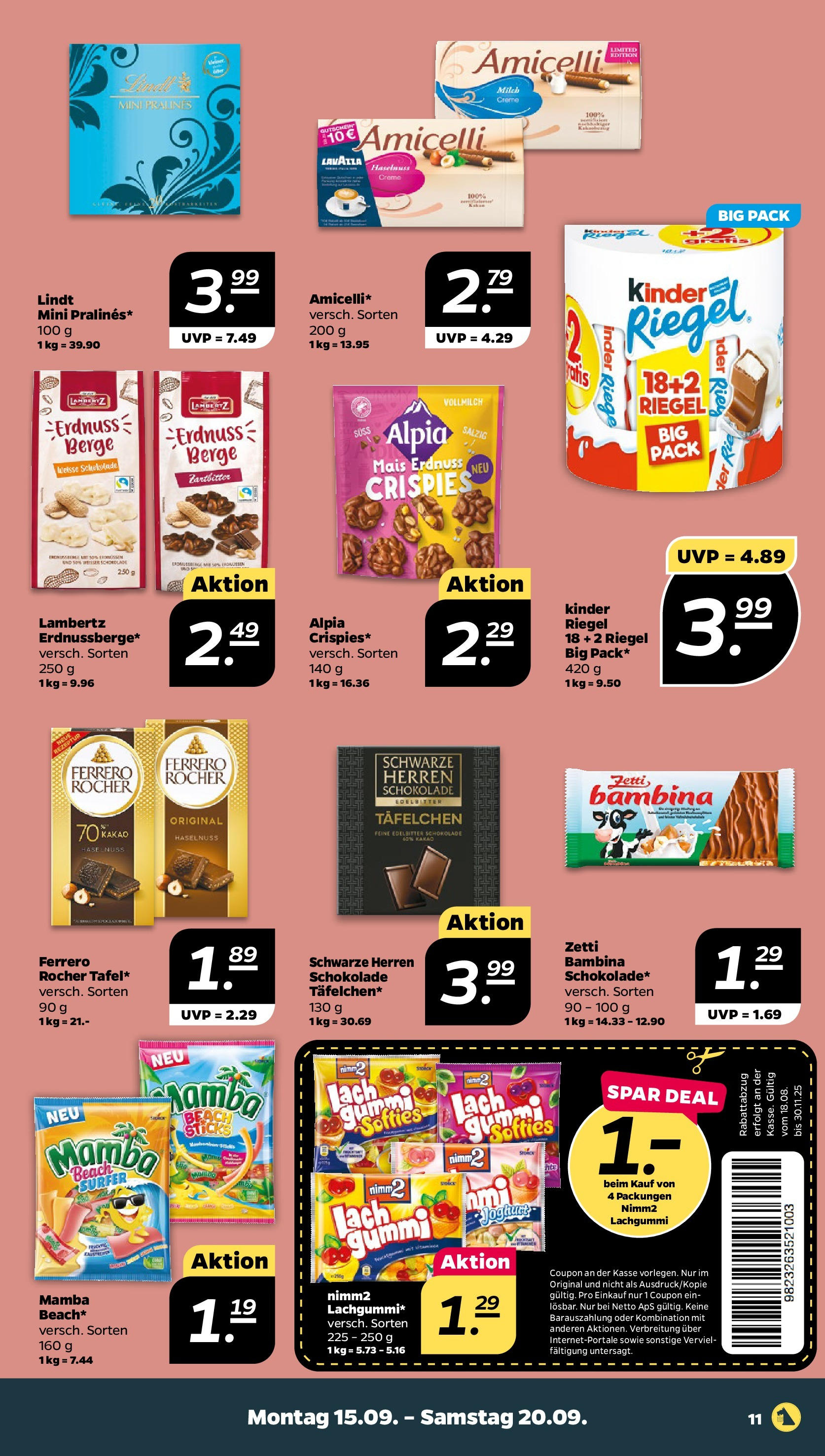 Netto Prospekt 	 ab 15.09.2025 → Angebote nächste Woche | Seite: 11 | Produkte: Lavazza, Schokolade, Creme, Lindt
