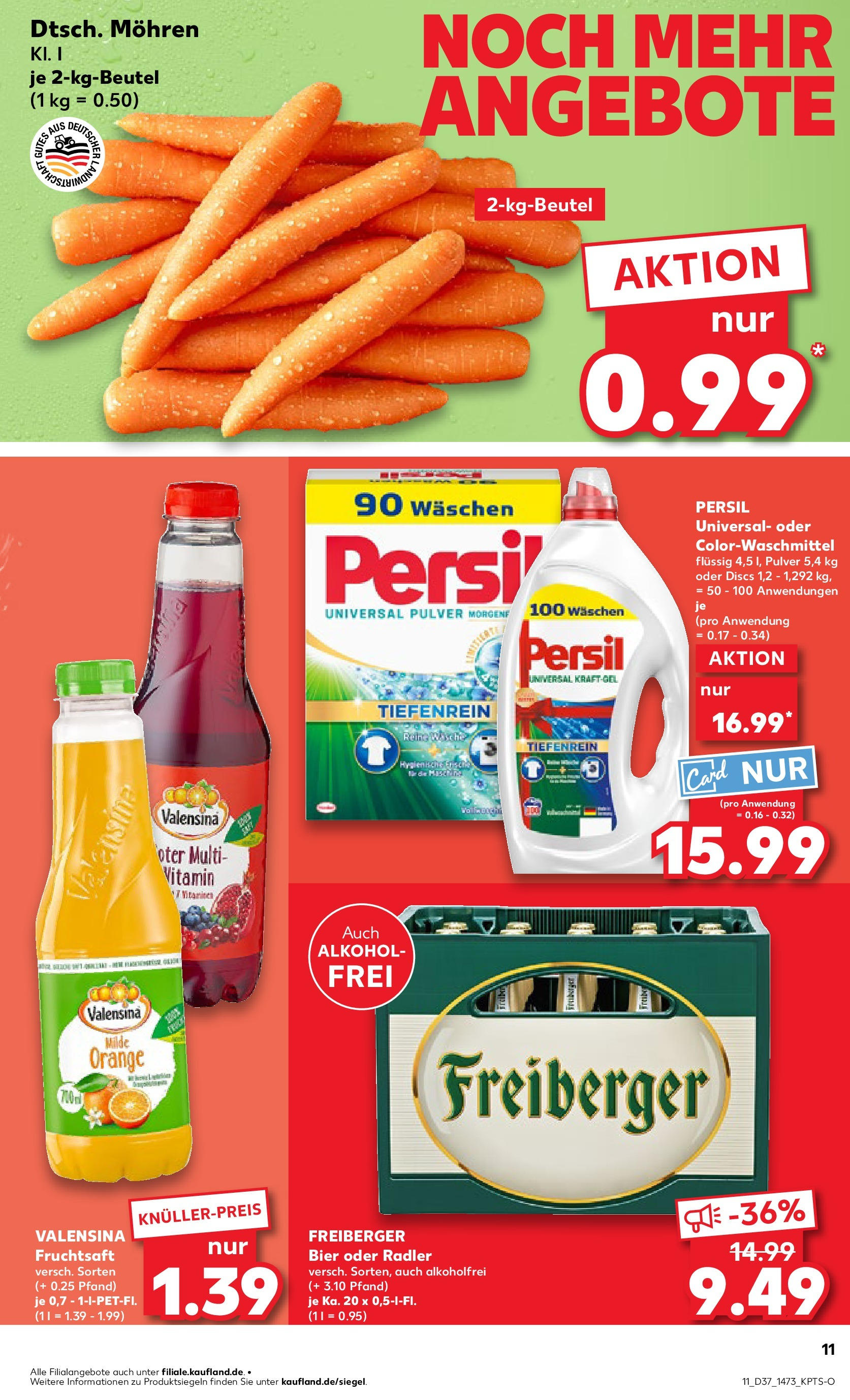 Prospekt Kaufland ab 14.09.2025 » Angebote Online zum Blättern | Seite: 11 | Produkte: Mohren, Valensina, Fruchtsaft, Persil