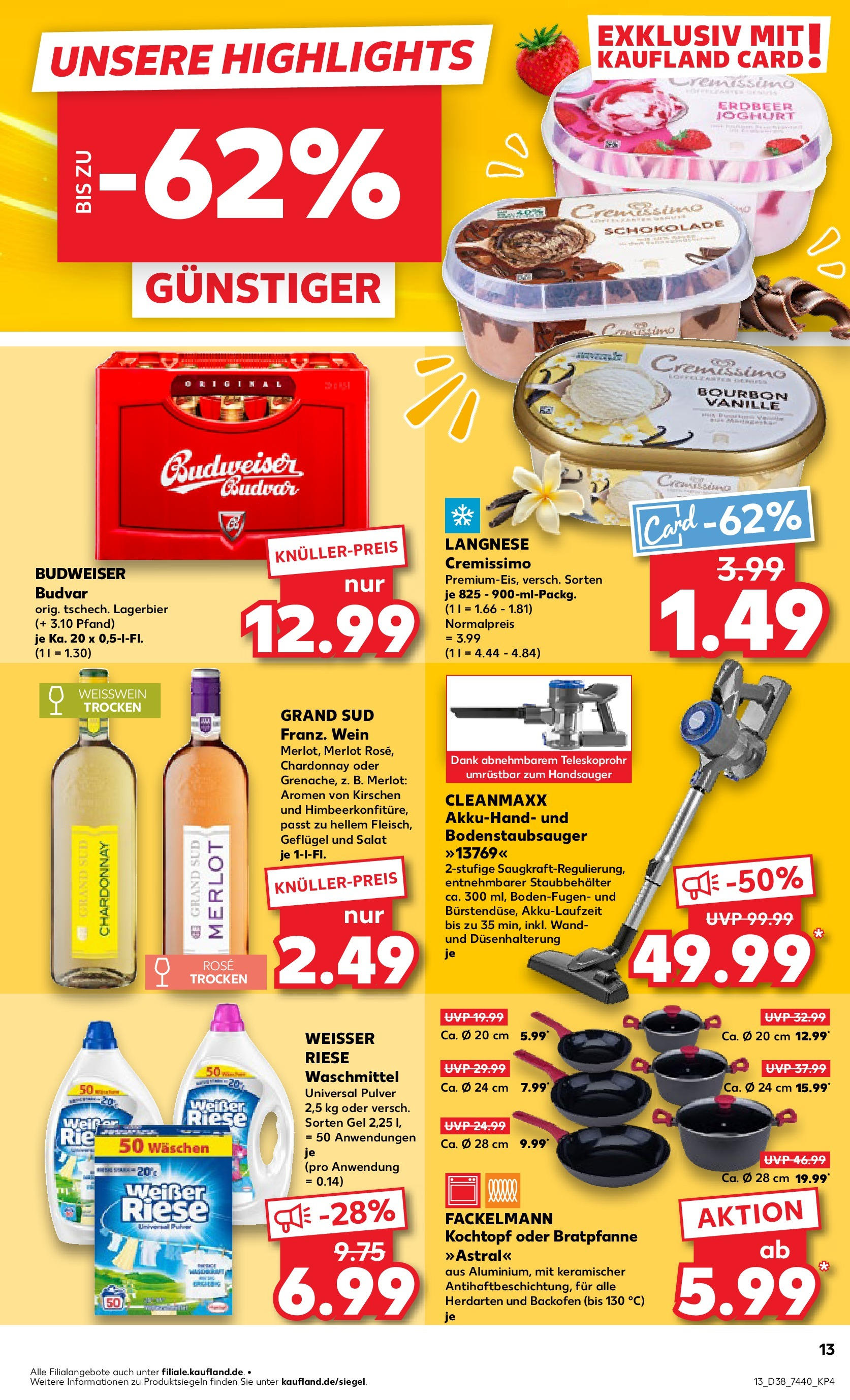 Prospekt Kaufland ab 17.09.2025 » Angebote Online zum Blättern | Seite: 13 | Produkte: Langnese, Grand sud, Backofen, Budweiser
