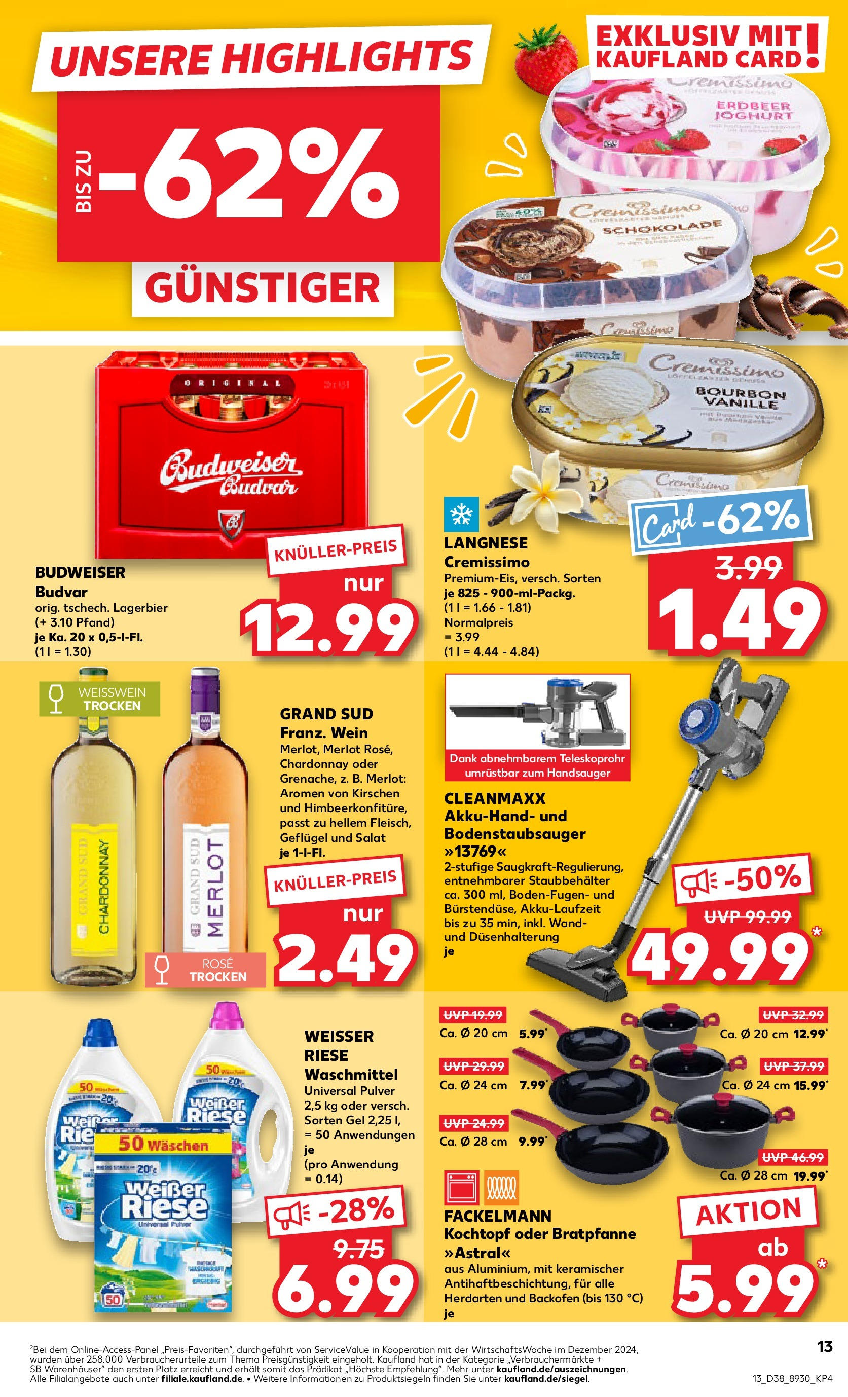 Prospekt Kaufland ab 17.09.2025 » Angebote Online zum Blättern | Seite: 13 | Produkte: Langnese cremissimo, Schokolade, Merlot, Kirschen