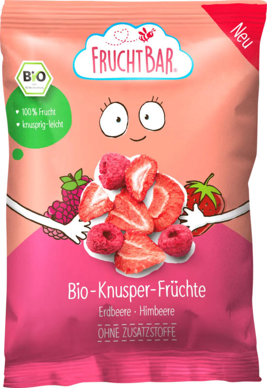 FruchtBar Kindersnack Knusper-Früchte Erdbeere & Himbeere