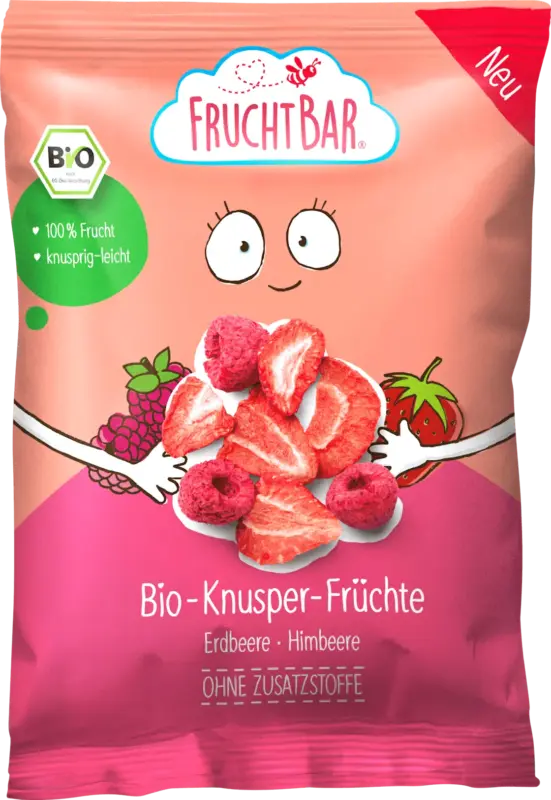 FruchtBar Kindersnack Knusper-Fr&uuml;chte Erdbeere & Himbeere