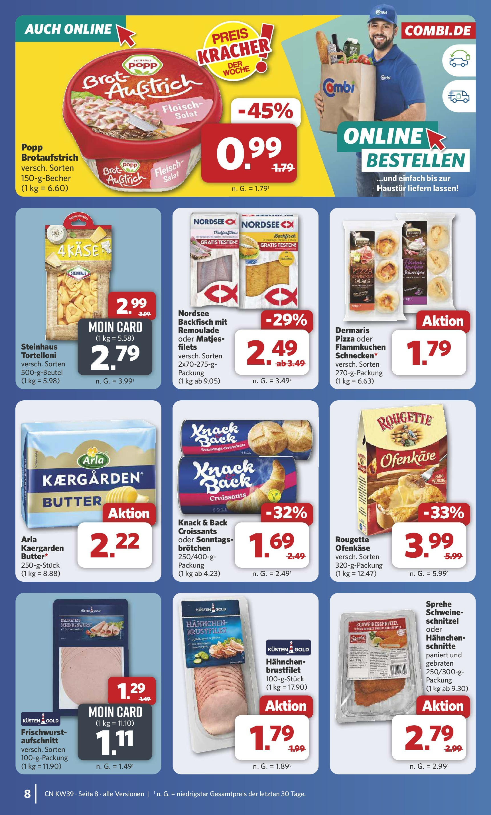 Combi Prospekt Bremen	 (ab 21.09.2025) zum Blättern | Seite: 8 | Produkte: Schnitzel, Brot, Pizza, Fleisch