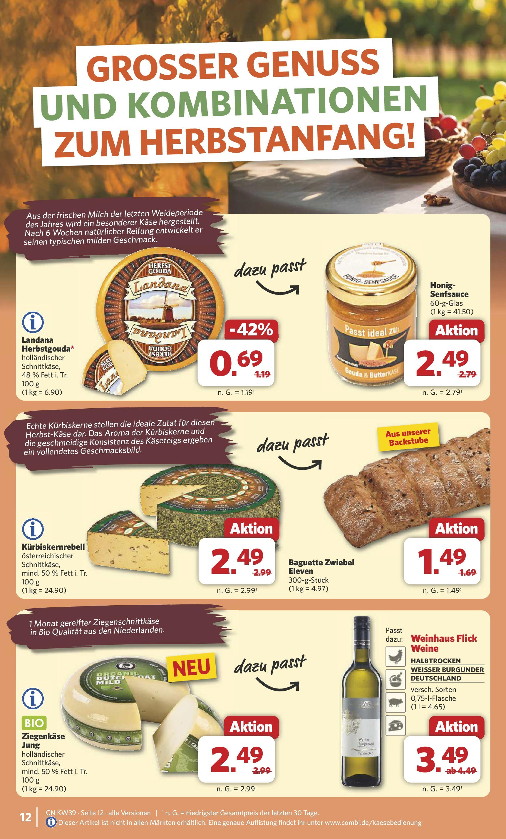 Combi Prospekt Bremen	 (ab 21.09.2025) zum Blättern | Seite: 13 | Produkte: Milch, Gouda, Ziegenkäse, Baguette