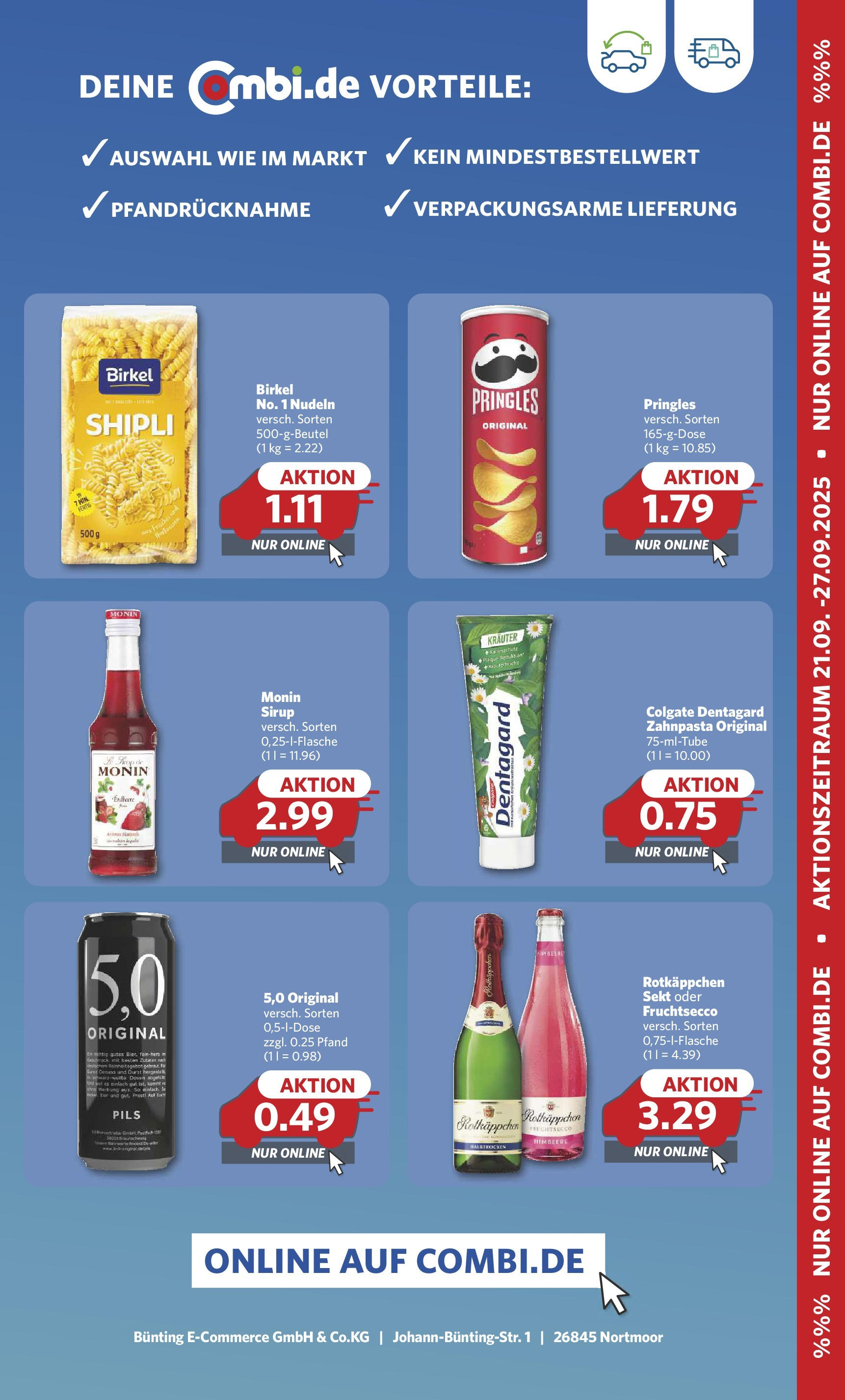 Combi Prospekt Bremen	 (ab 21.09.2025) zum Blättern | Seite: 16 | Produkte: Sirup, Zahnpasta, Rotkäppchen, Nudeln
