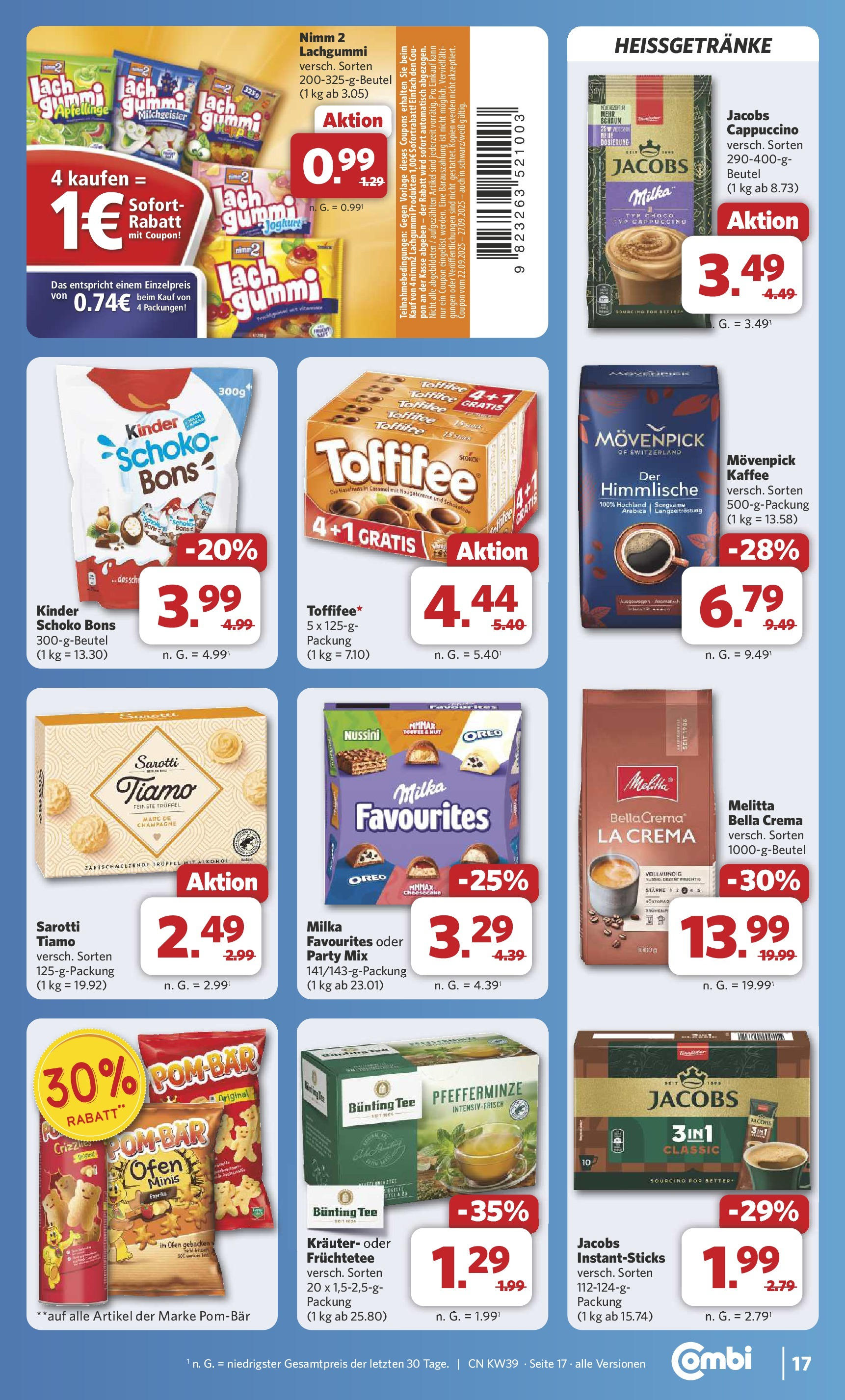 Combi Prospekt Bremen	 (ab 21.09.2025) zum Blättern | Seite: 21 | Produkte: Melitta, Kaffee, Milka, Tee