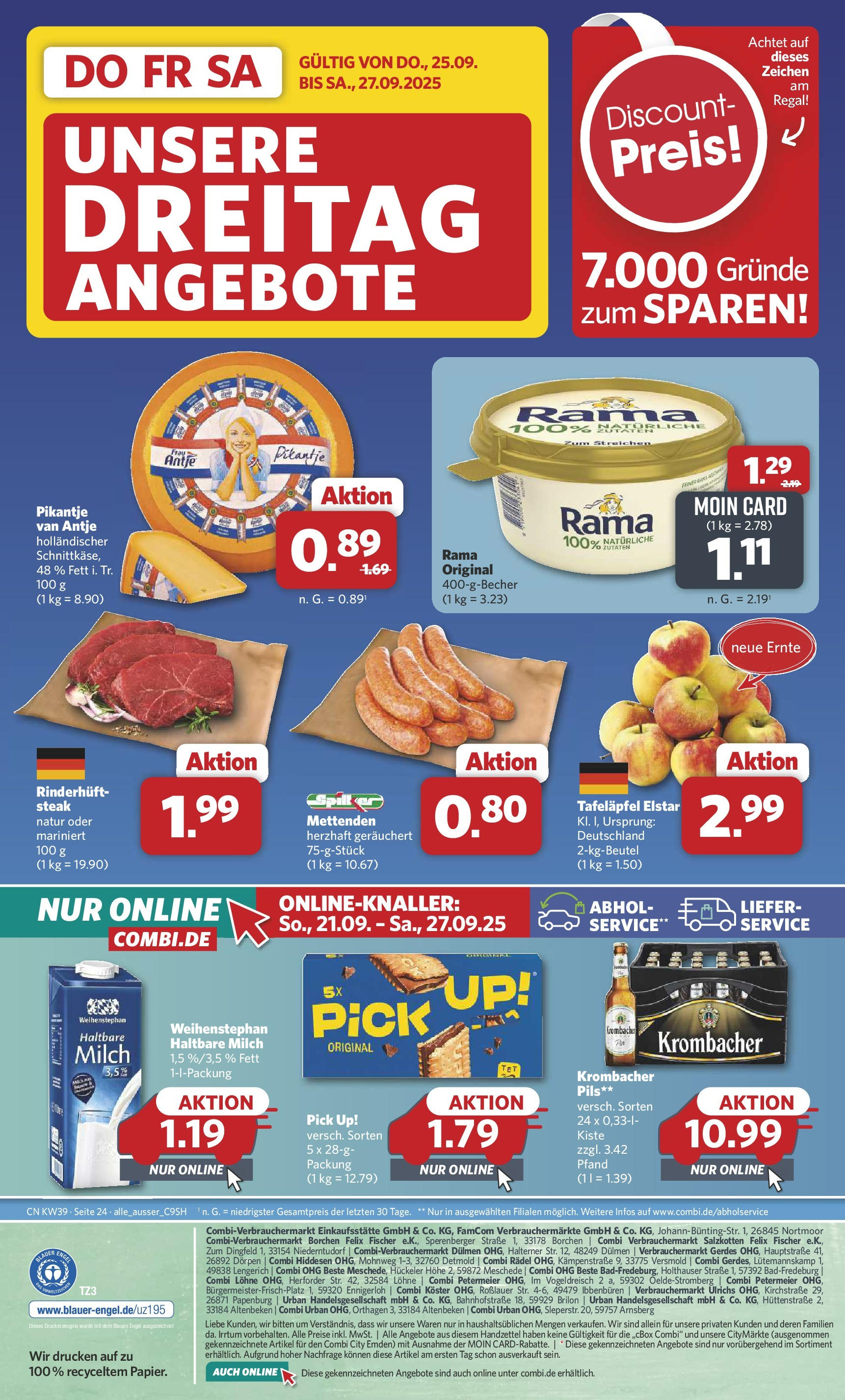 Combi Prospekt Bremen	 (ab 21.09.2025) zum Blättern | Seite: 30 | Produkte: Regal, Haltbare milch, Pils, Steak