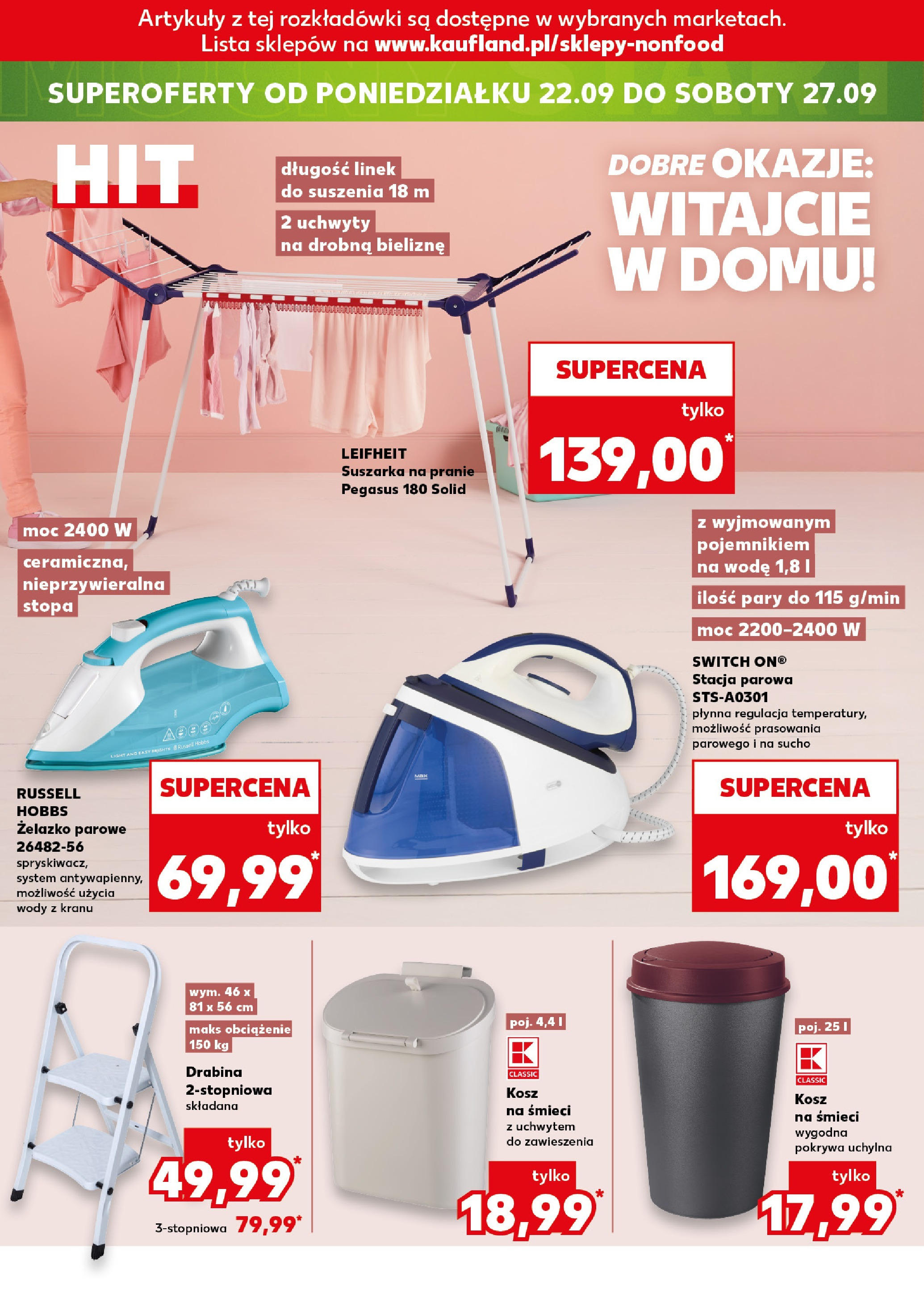 Kaufland gazetka - Mega okazje od 18.09.2025 - od jutra PDF | Strona: 24 | Produkty: Suszarka na pranie, Suszarka, Drabina, Kosz