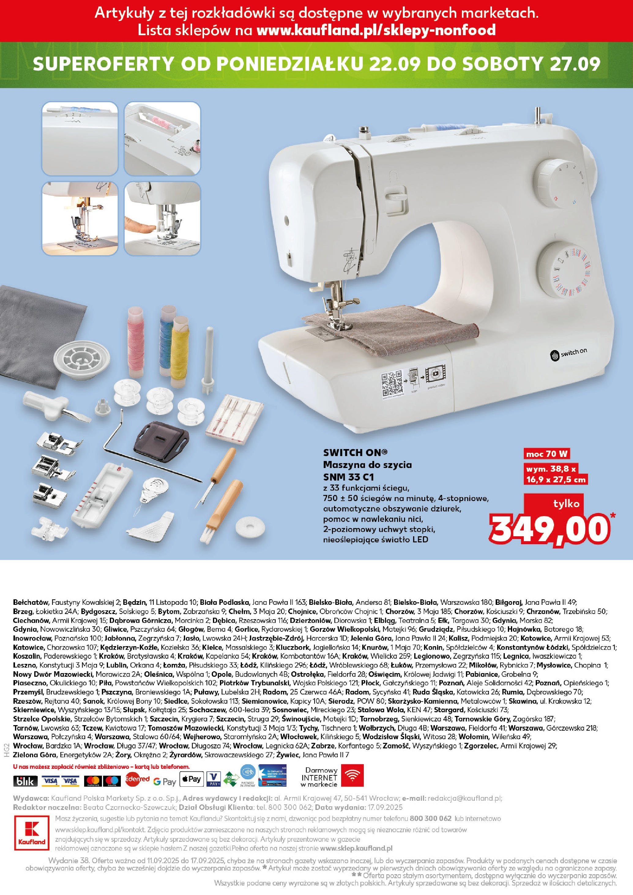 Kaufland gazetka - Mega okazje od 18.09.2025 - od jutra PDF | Strona: 26 | Produkty: Karta, Maszyna do szycia