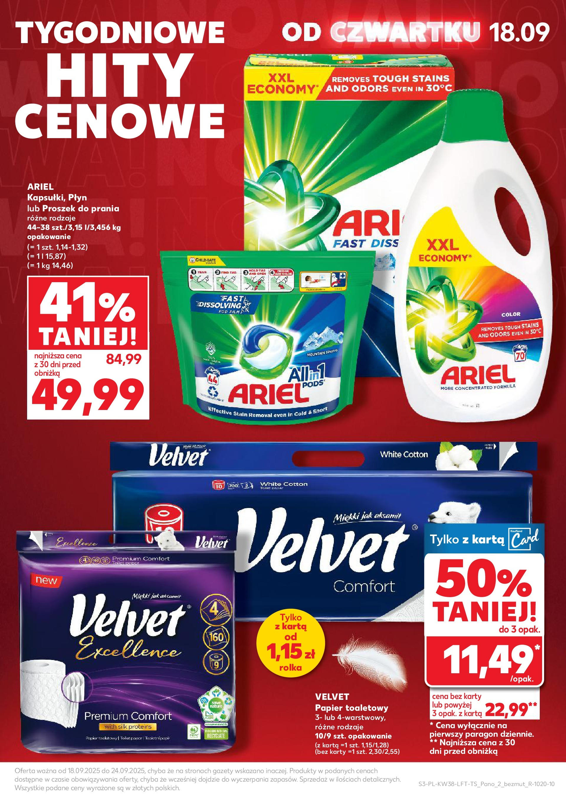 Kaufland - Kaufland Food ważny do 24.09 (17.09.2025) - od jutra | Strona: 3 | Produkty: Karta, Papier toaletowy, Ariel, Proszek do prania Kaufland - Kaufland Food ważny do 24.09 od 17.09.2025 - od jutra PDF | Strona: 3 | Produkty: Karta, Papier toaletowy, Ariel, Proszek do prania