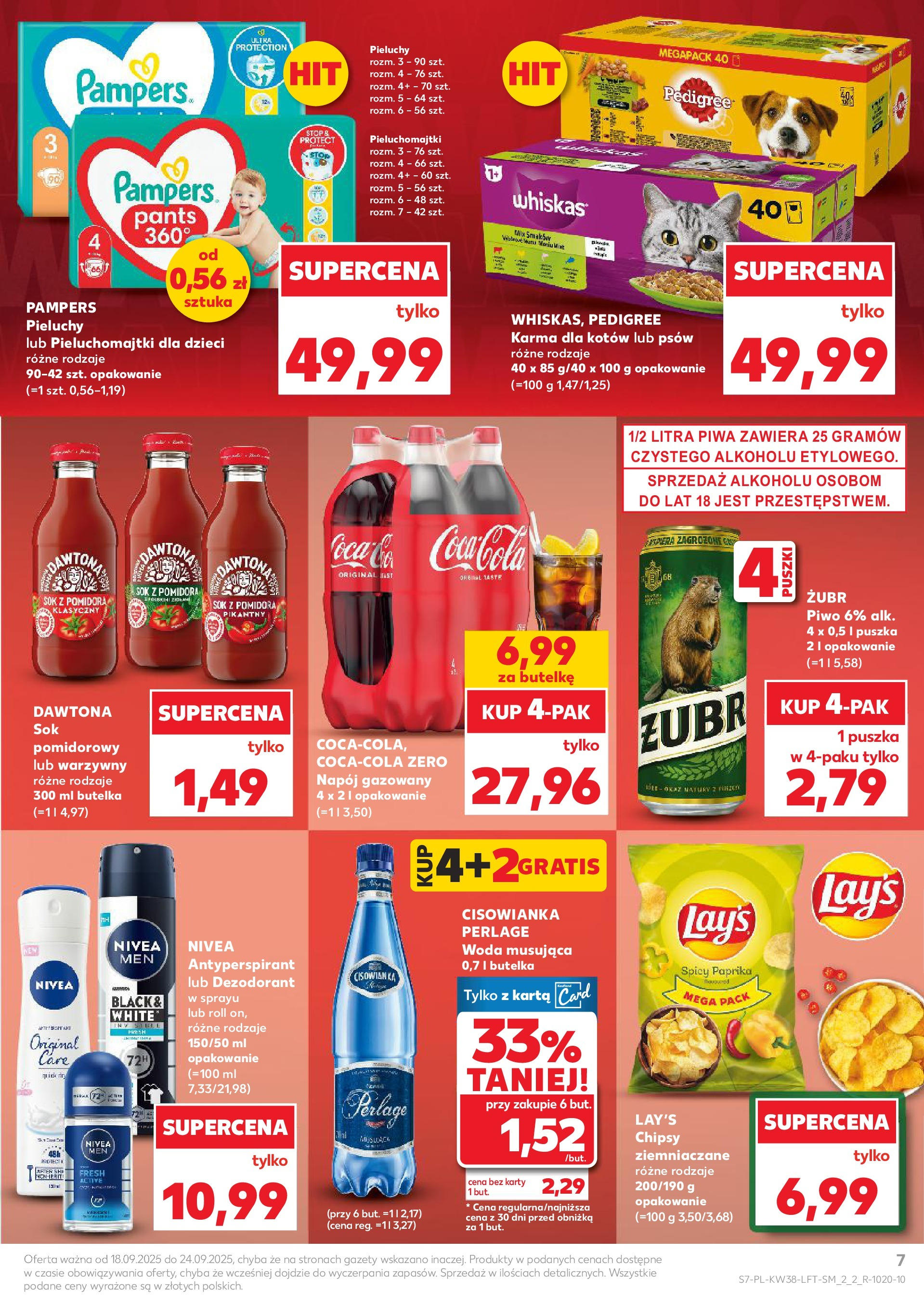 Kaufland - Kaufland Food ważny do 24.09 (17.09.2025) - od jutra | Strona: 7 | Produkty: Pieluchomajtki, Sok, Piwo, Woda Kaufland - Kaufland Food ważny do 24.09 od 17.09.2025 - od jutra PDF | Strona: 7 | Produkty: Pieluchomajtki, Sok, Piwo, Woda