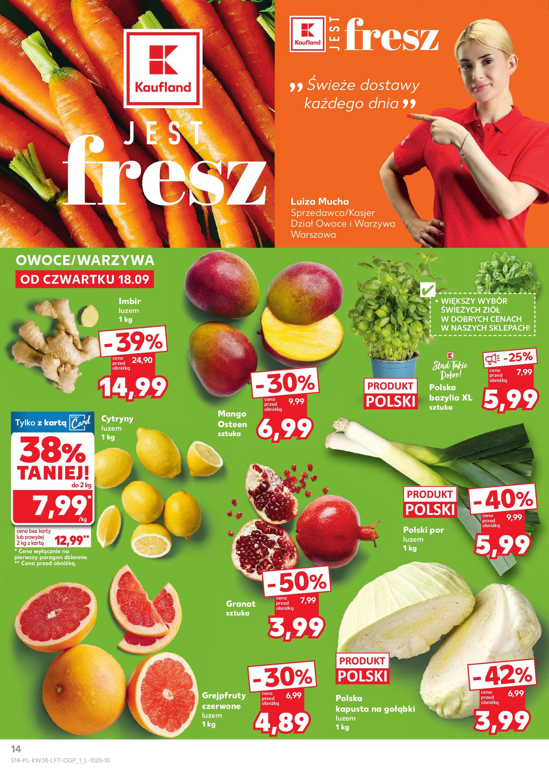 Kaufland - Kaufland Food ważny do 24.09 (17.09.2025) - od jutra | Strona: 14 | Produkty: Kapusta, Karta, Cytryny, Por Kaufland - Kaufland Food ważny do 24.09 od 17.09.2025 - od jutra PDF | Strona: 14 | Produkty: Kapusta, Karta, Cytryny, Por