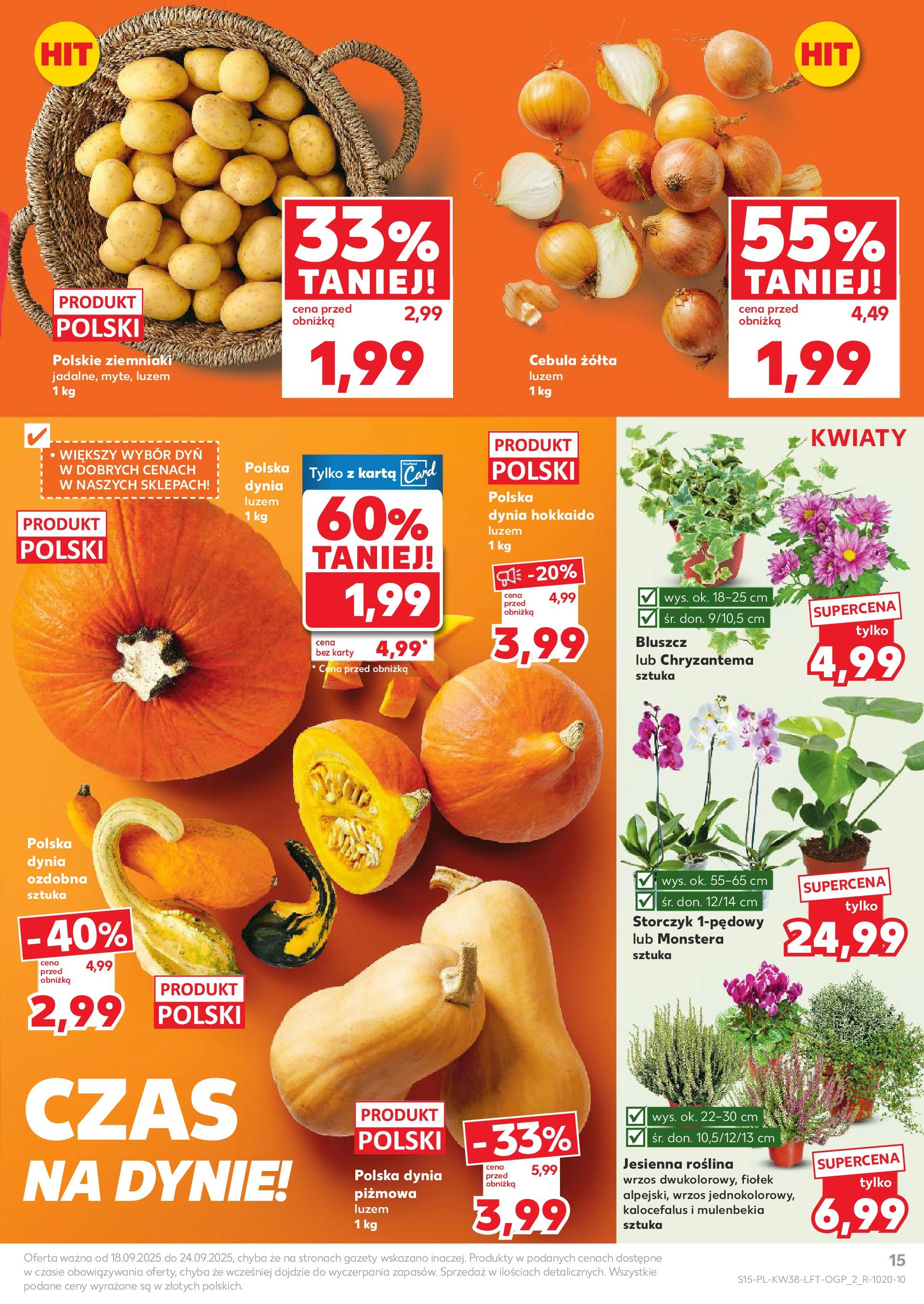 Kaufland - Kaufland Food ważny do 24.09 (17.09.2025) - od jutra | Strona: 15 | Produkty: Karta, Dynia, Wrzos, Kwiaty Kaufland - Kaufland Food ważny do 24.09 od 17.09.2025 - od jutra PDF | Strona: 15 | Produkty: Karta, Dynia, Wrzos, Kwiaty