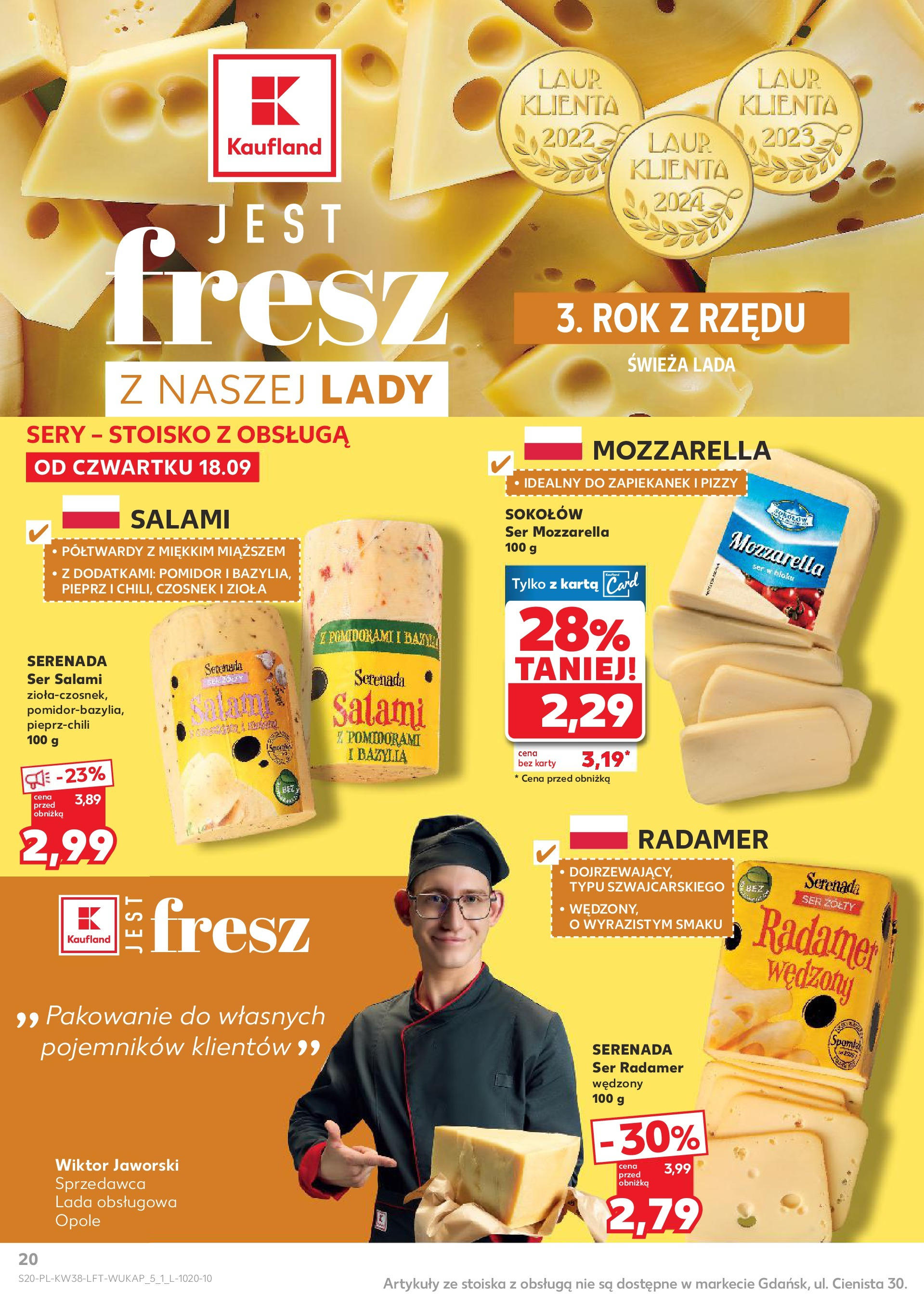 Kaufland - Kaufland Food ważny do 24.09 (17.09.2025) - od jutra | Strona: 20 | Produkty: Ser żółty, Karta, Ser, Salami Kaufland - Kaufland Food ważny do 24.09 od 17.09.2025 - od jutra PDF | Strona: 20 | Produkty: Ser żółty, Karta, Ser, Salami